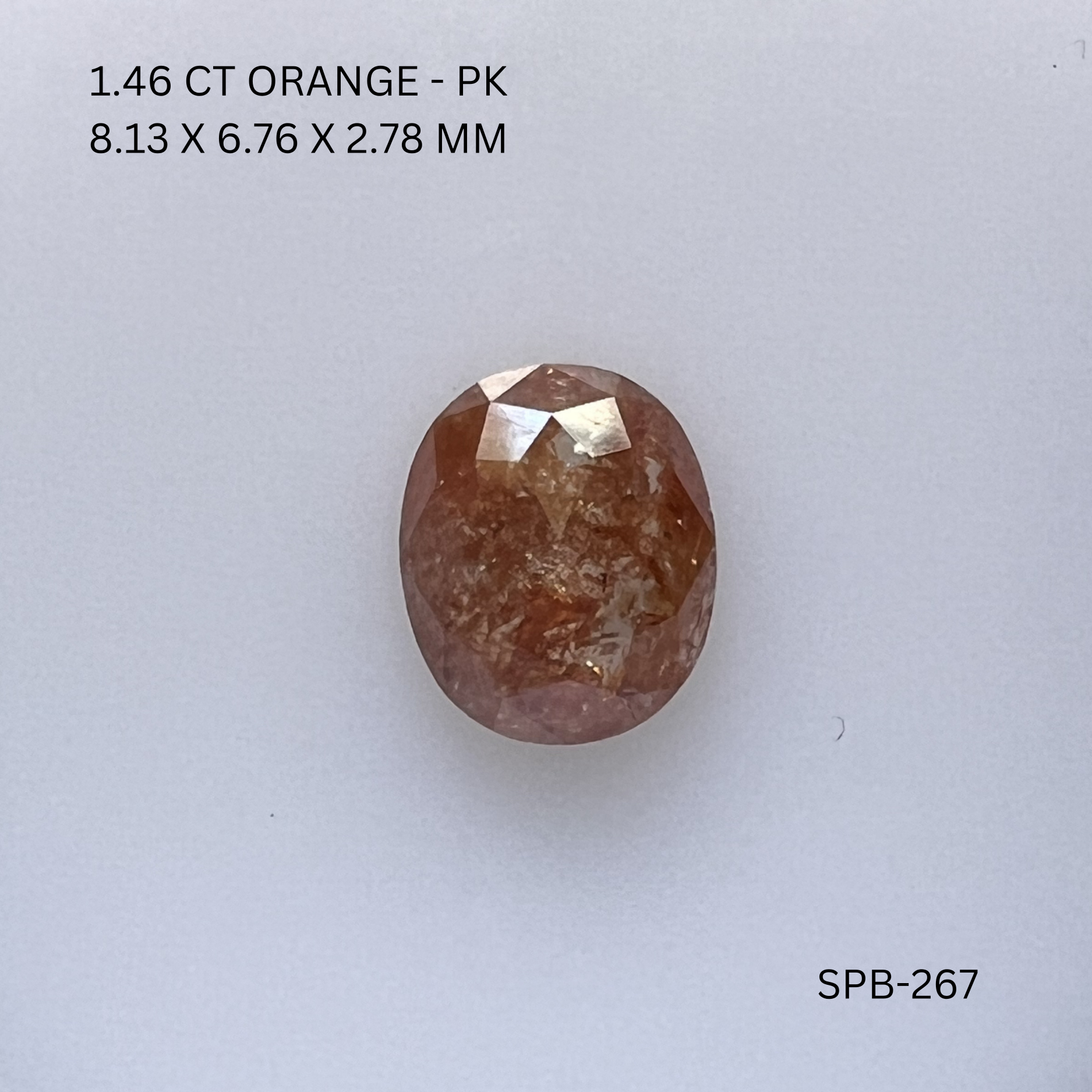 1.46CT Orange Oval Natural Salt and Pepper Diamond 8.13*6.76*2.78MM