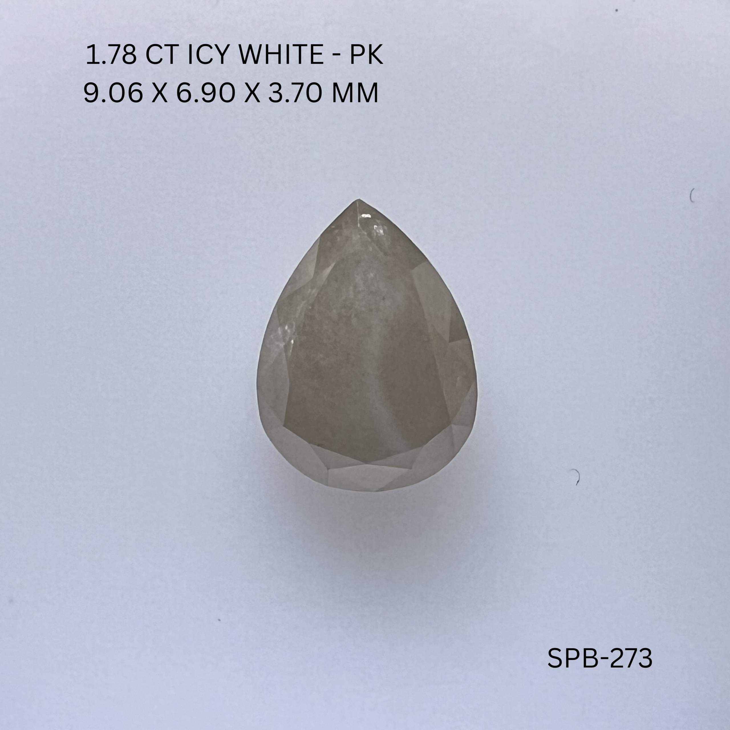 1.78CT Icy White Pear Natural Salt & Pepper Diamond 9.06*6.9*3.7MM