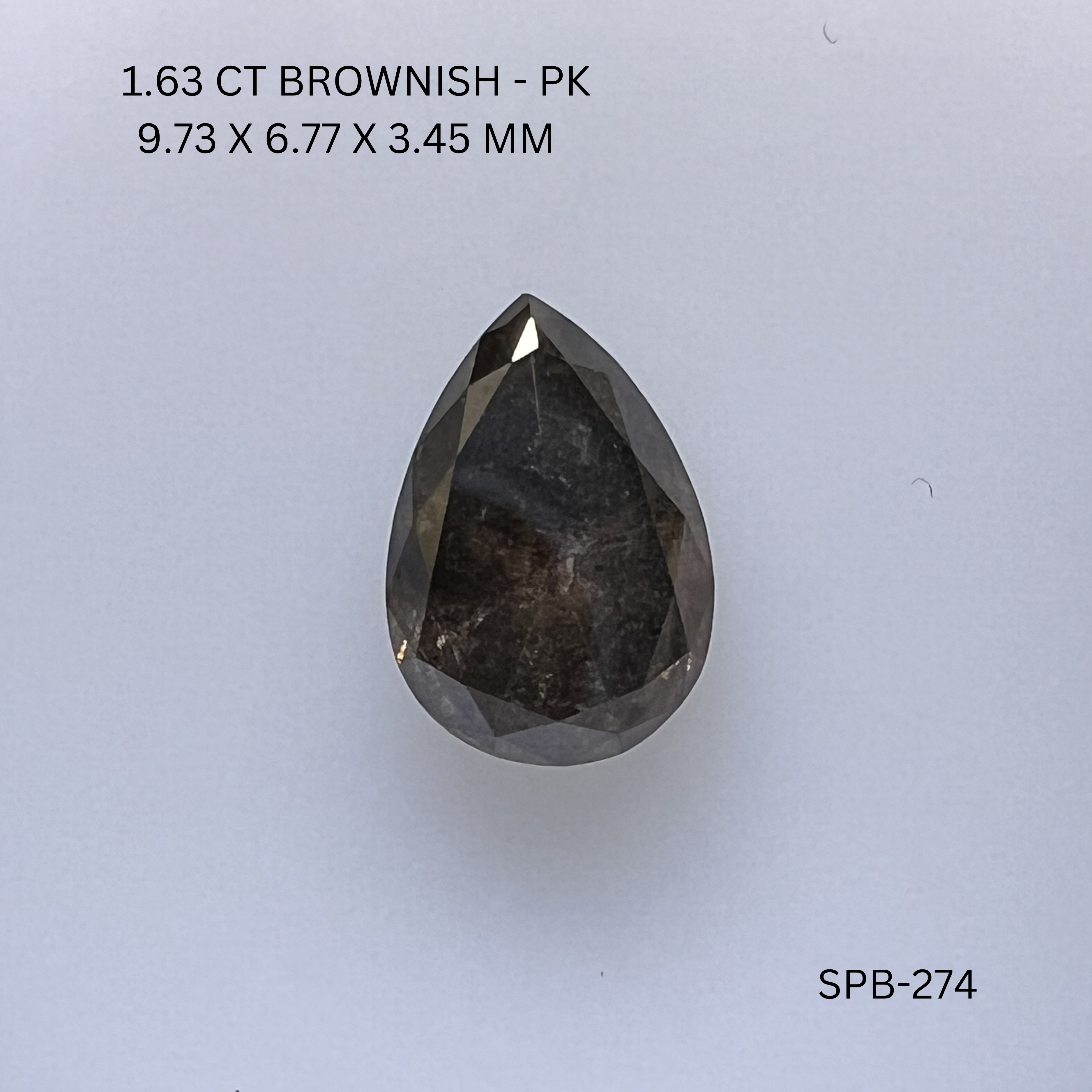 1.63CT Brownish Pear Natural Salt and Pepper Diamond 9.73*6.77*3.45MM