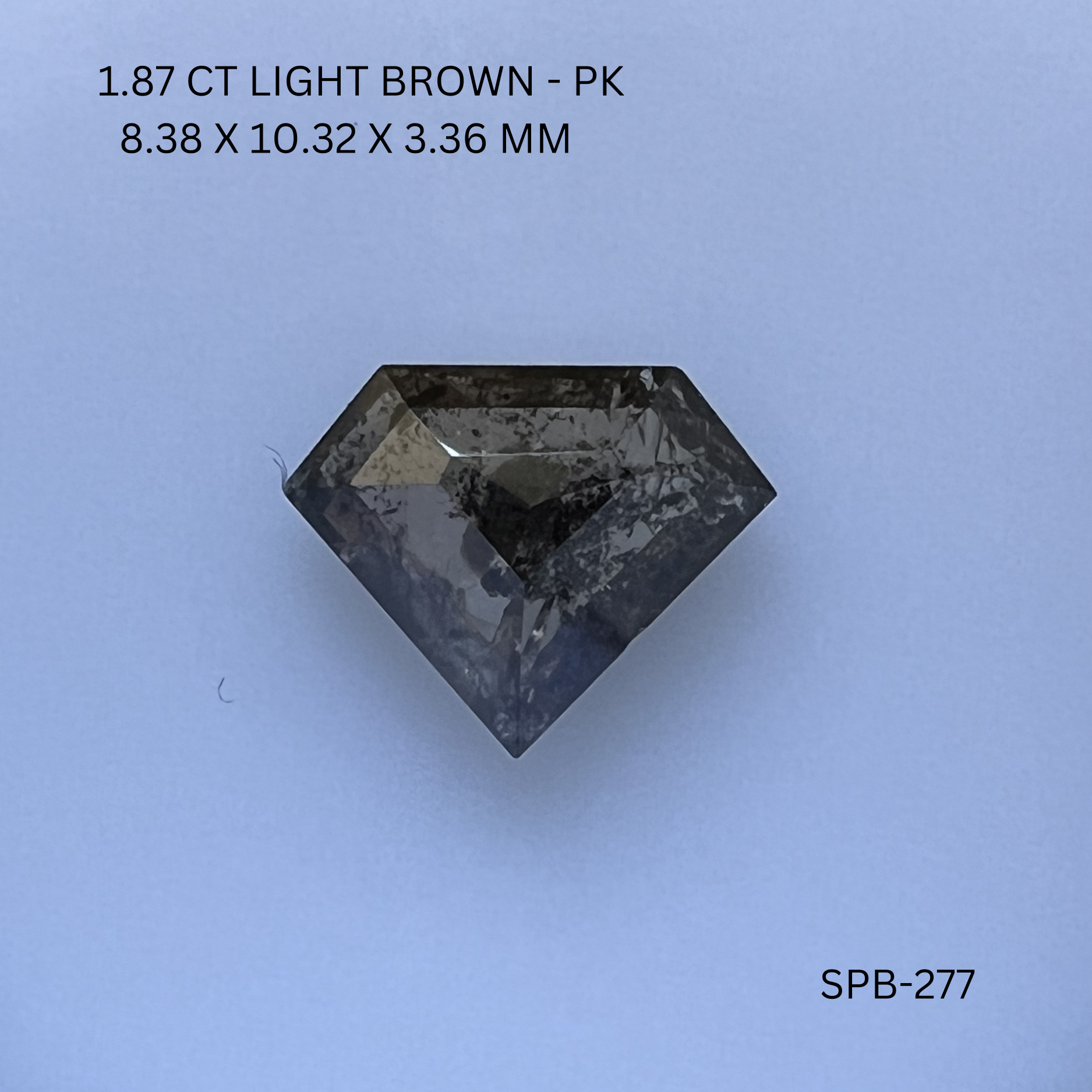 1.87CT Light Brown Shield Natural Salt and Pepper Diamond 8.38*10.32*3.36MM