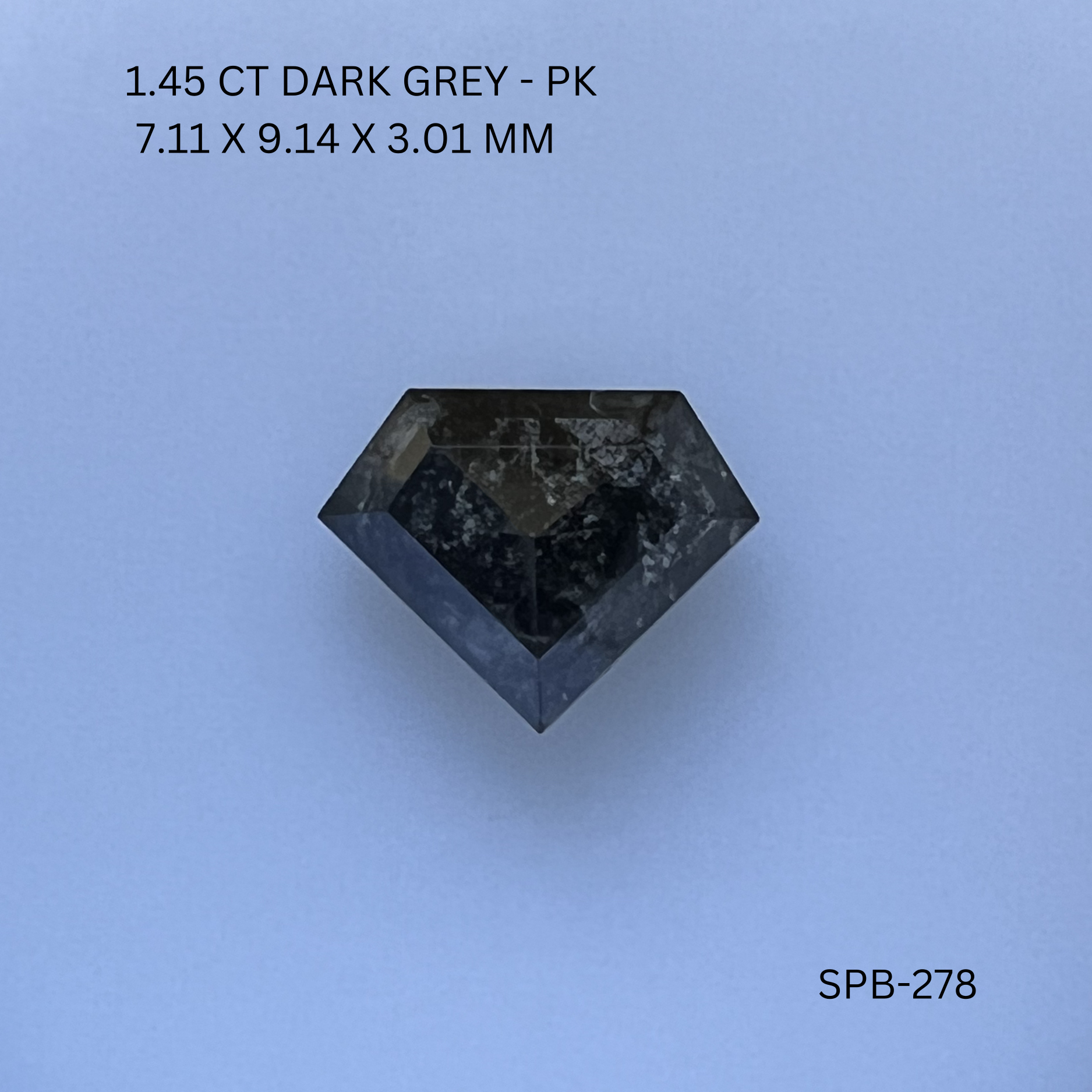 1.45CT Dark Grey Shield Natural Salt and Pepper Diamond 7.11*9.14*3.01MM