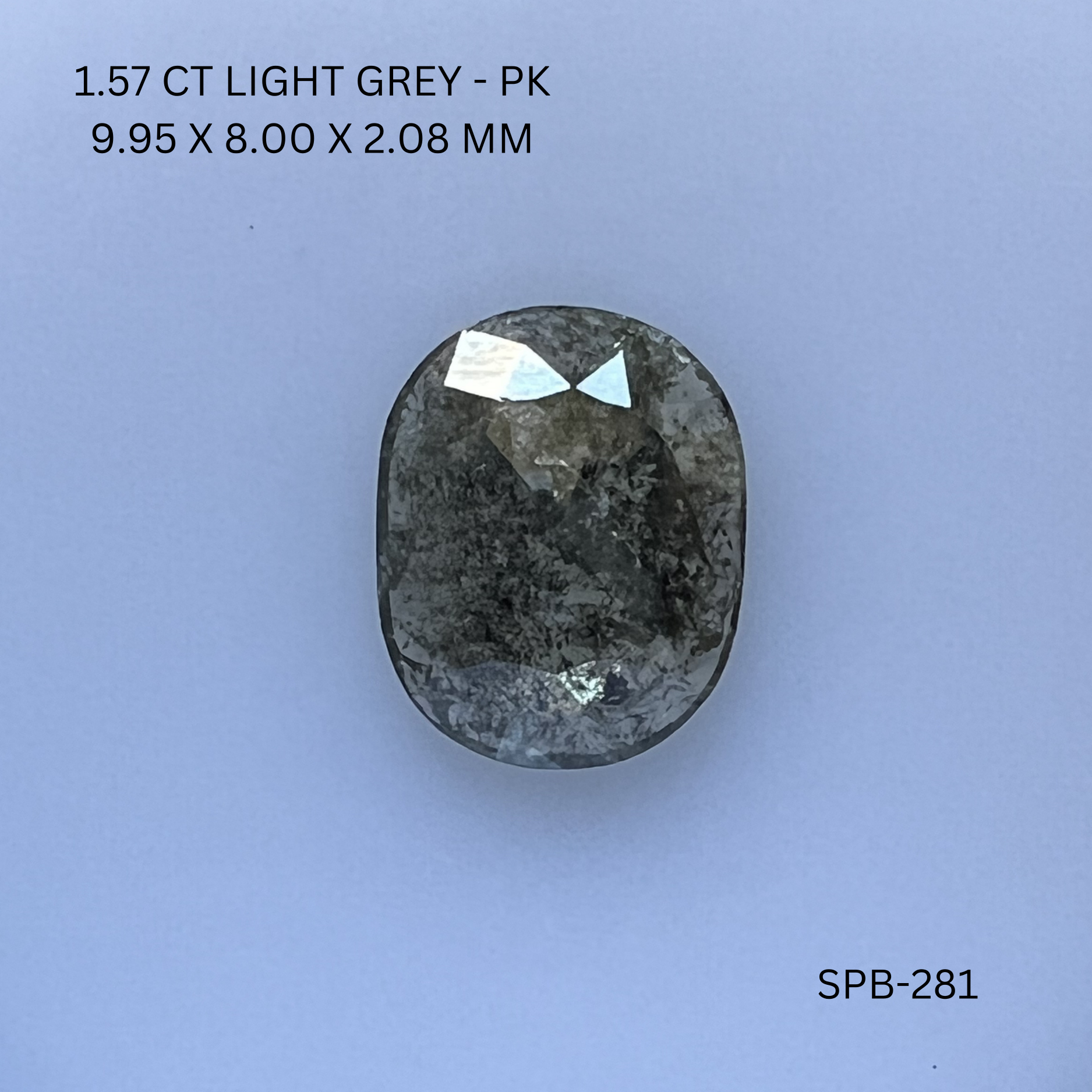 1.57CT Light Grey Oval Natural Salt and Pepper Diamond 9.95*8*2.08MM