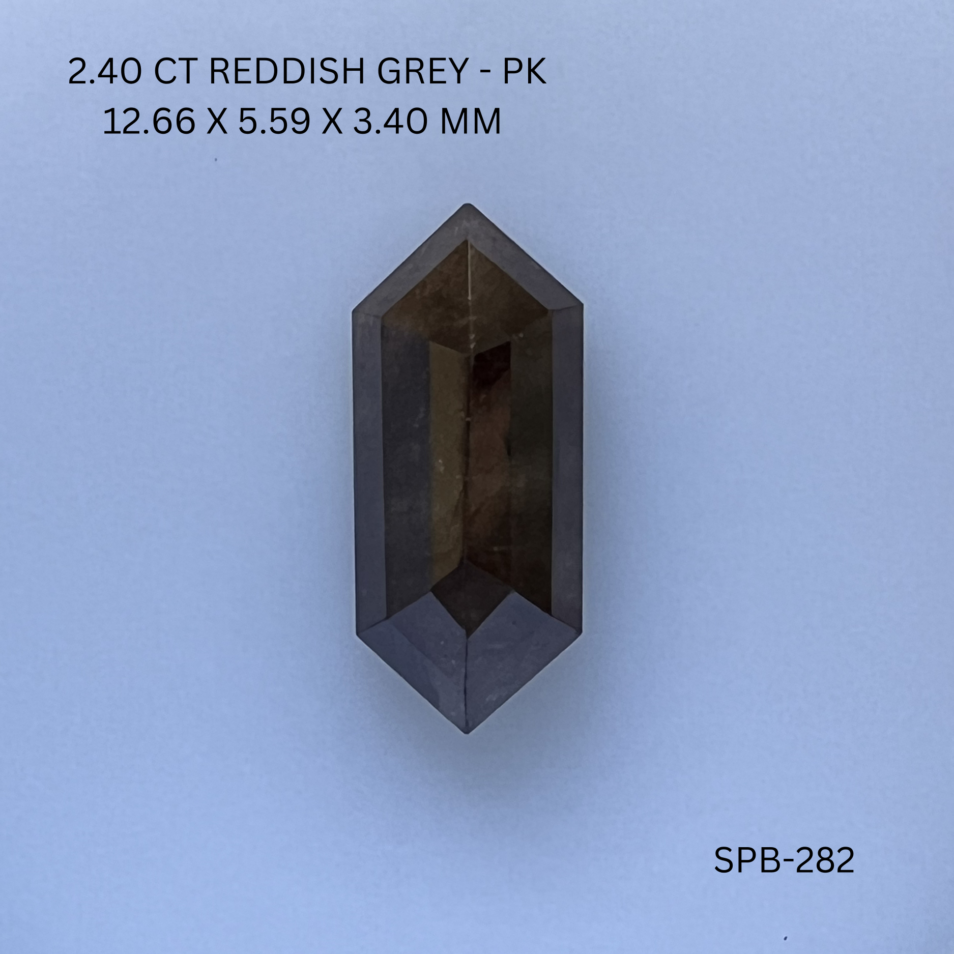 2.40CT Reddish Grey Hexagonal Natural Salt and Pepper Diamond 12.66*5.59*3.4MM