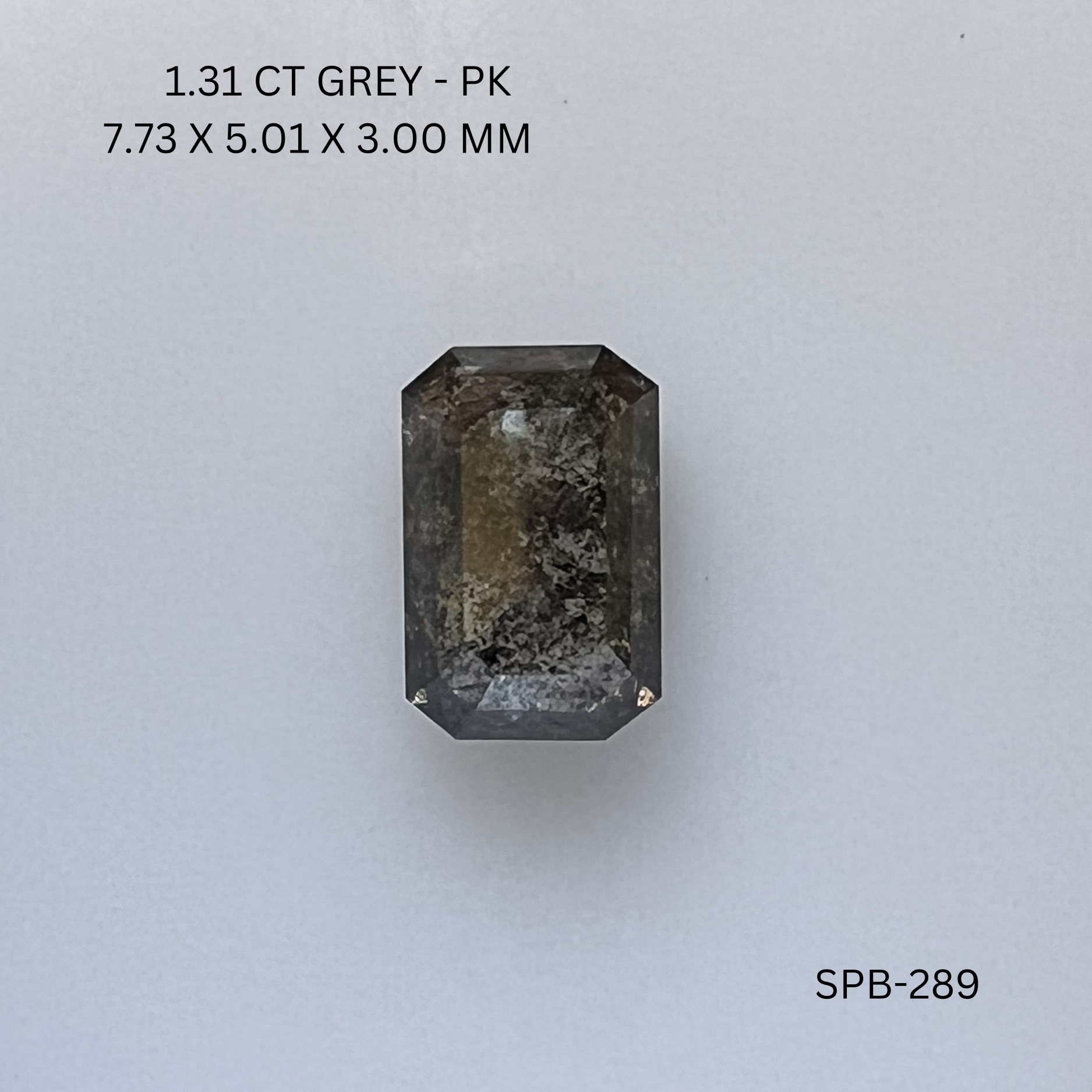 1.31CT Grey Emerald Natural Salt and Pepper Diamond 7.73*5.01*3MM