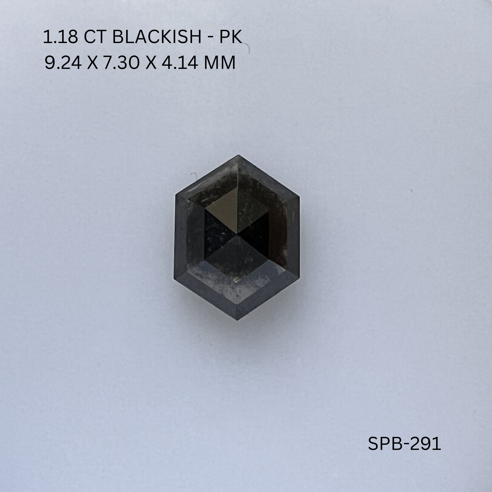1.18CT Blackish Hexagonal Natural Salt and Pepper Diamond 9.24*7.3*4.14MM