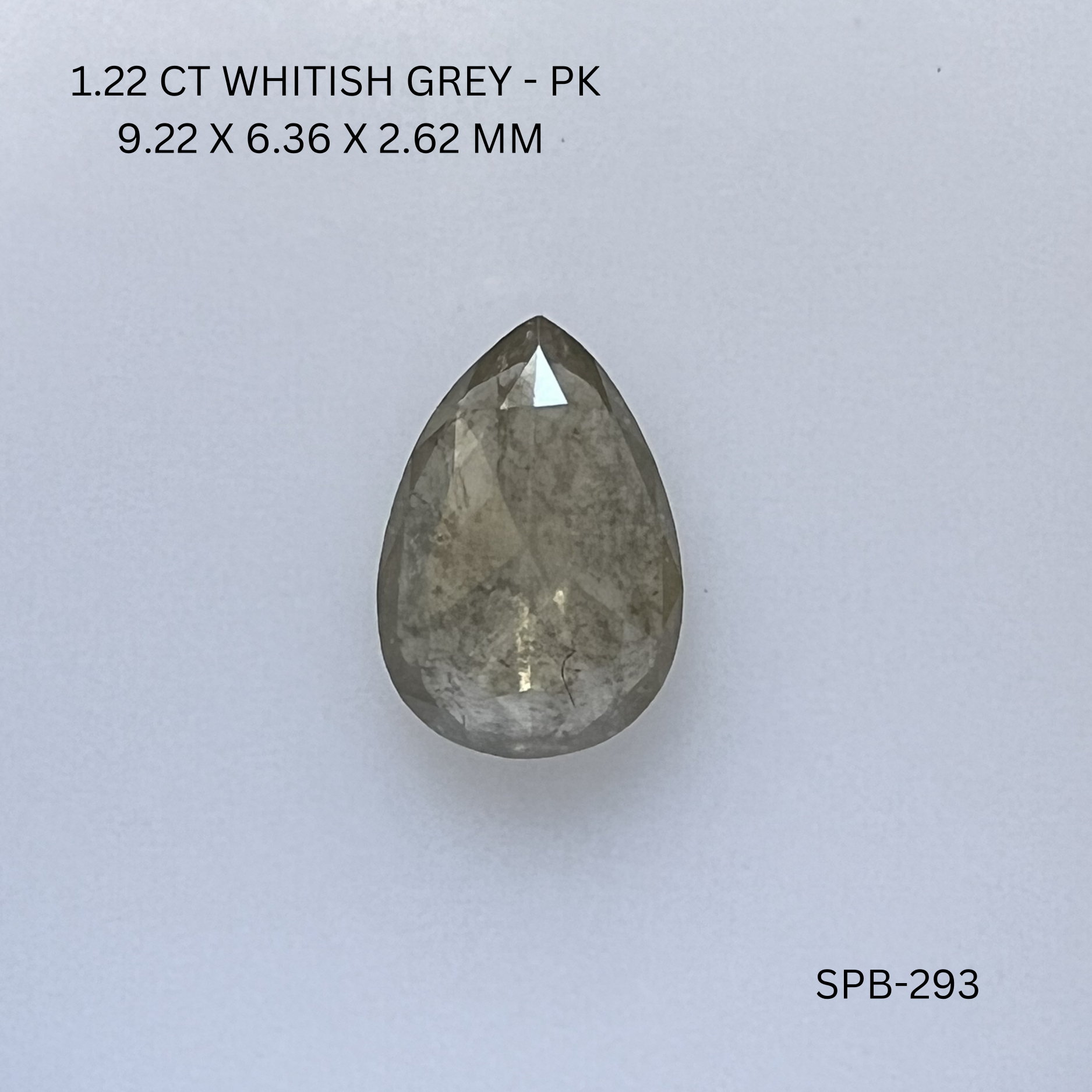 1.22CT Whitish Grey Pear Natural Salt and Pepper Diamond 9.22*6.36*2.62MM