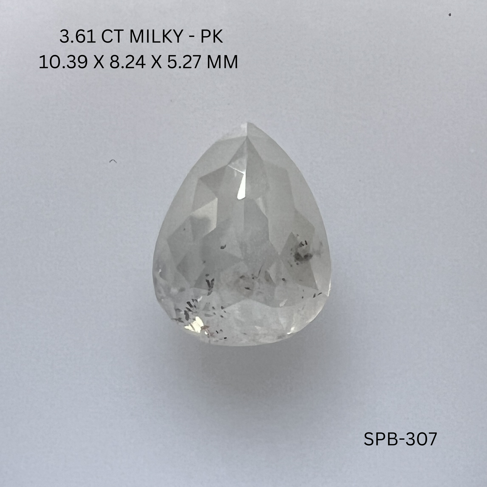 3.61CT Milky Pear Natural Salt & Pepper Diamond 10.39*8.24*5.27MM
