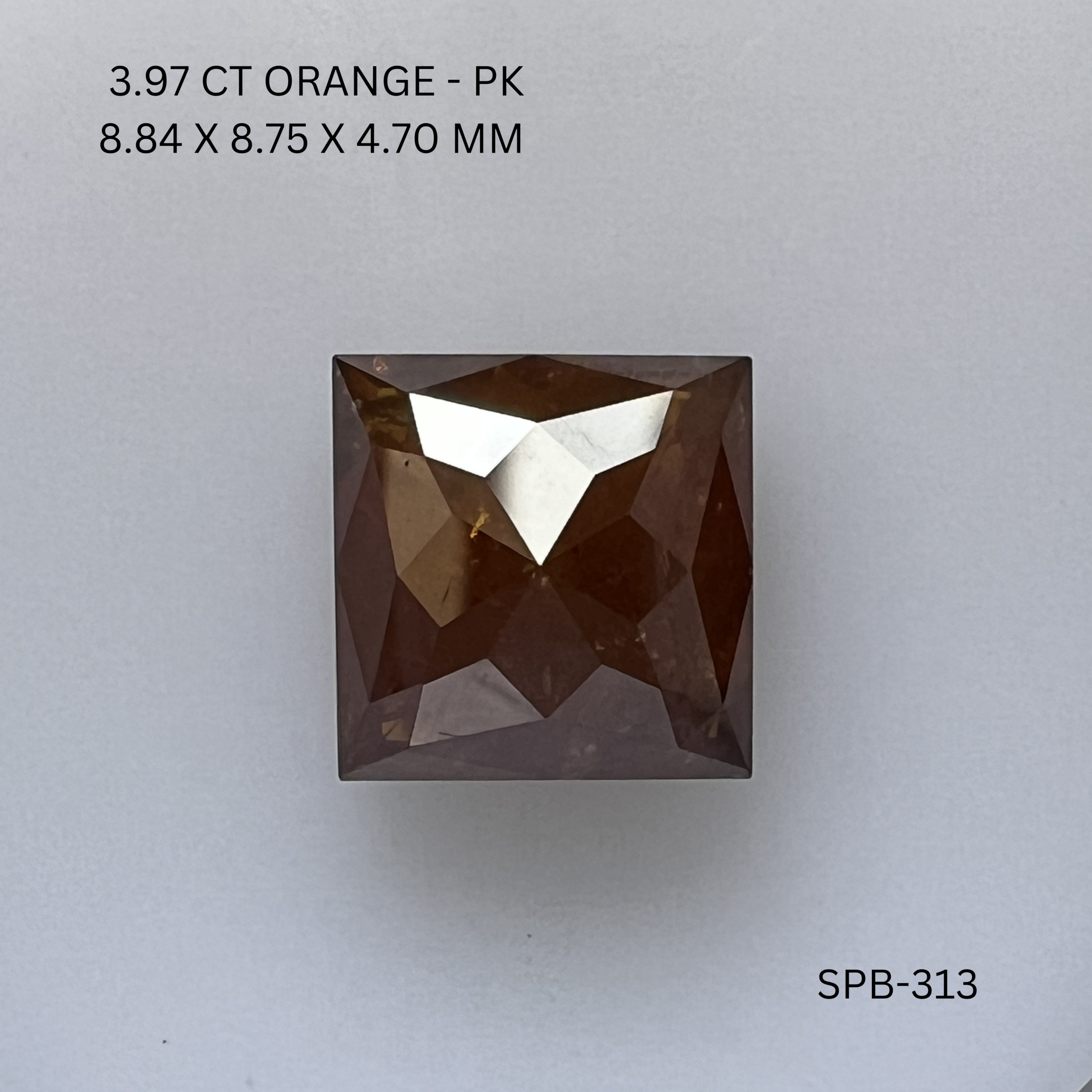 3.97CT Orange Princess Natural Salt and Pepper Diamond 8.84*8.75*4.7MM
