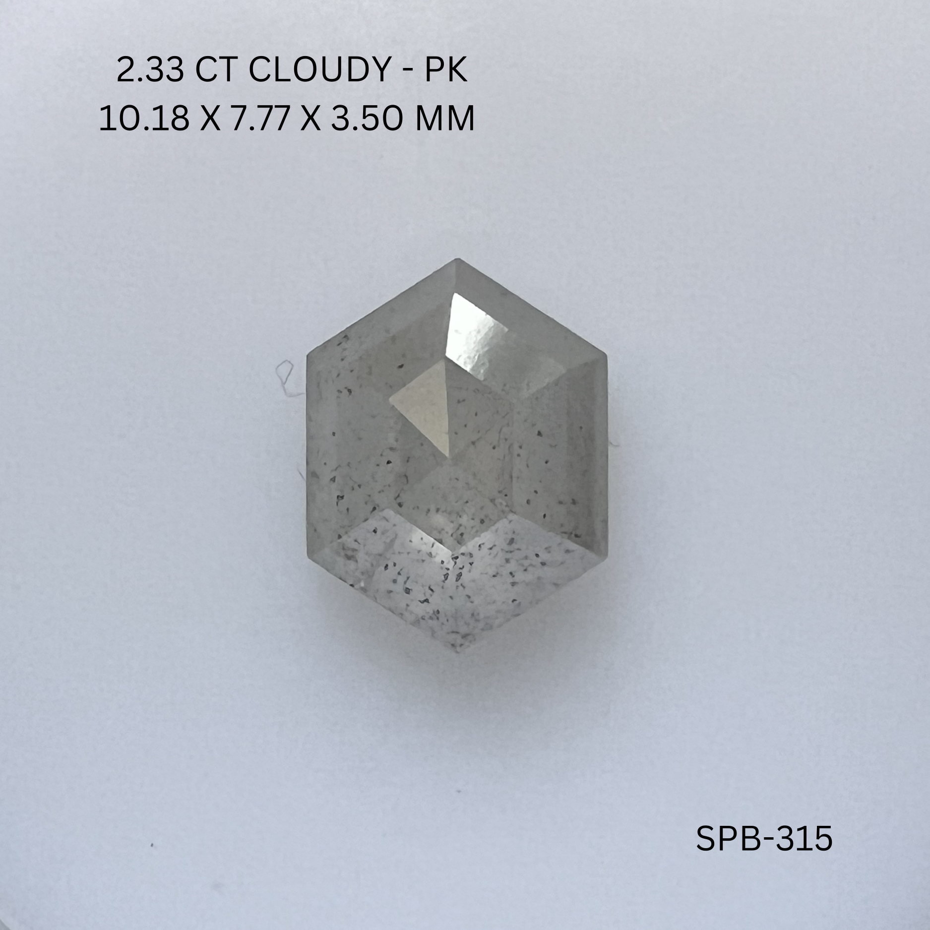 2.33CT Cloudy Hexagonal Natural Salt and Pepper Diamond 10.18*7.77*3.5MM
