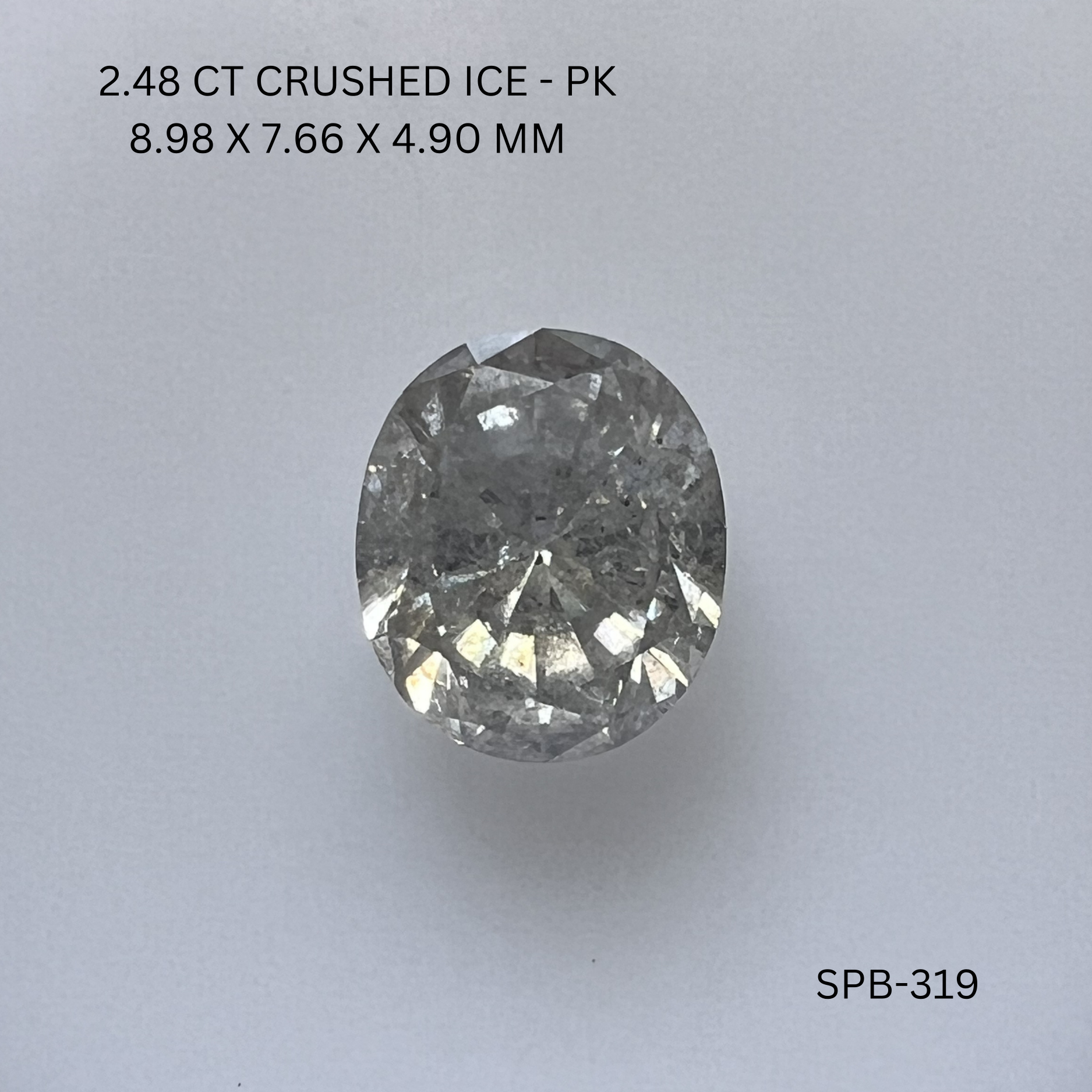 2.48CT Crushed Ice Oval Natural Salt and Pepper Diamond 8.98*7.66*4.9MM