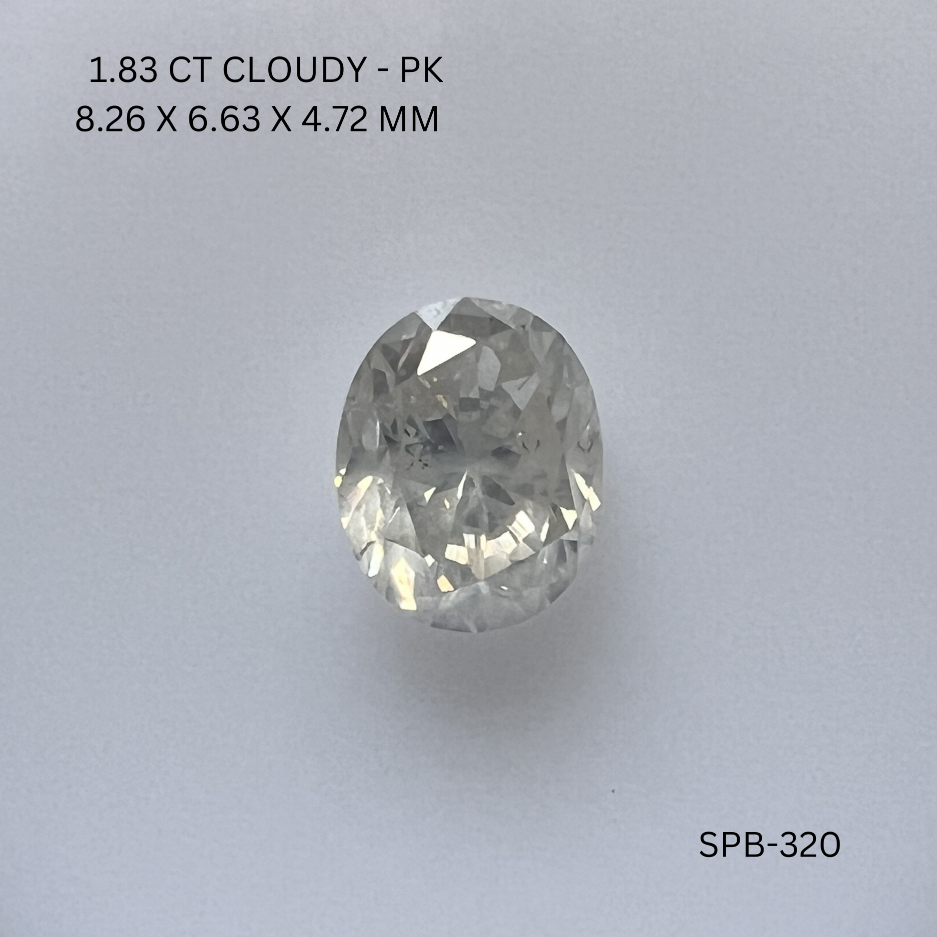 1.83CT Cloudy Oval Natural Salt and Pepper Diamond 8.26*6.63*4.72MM