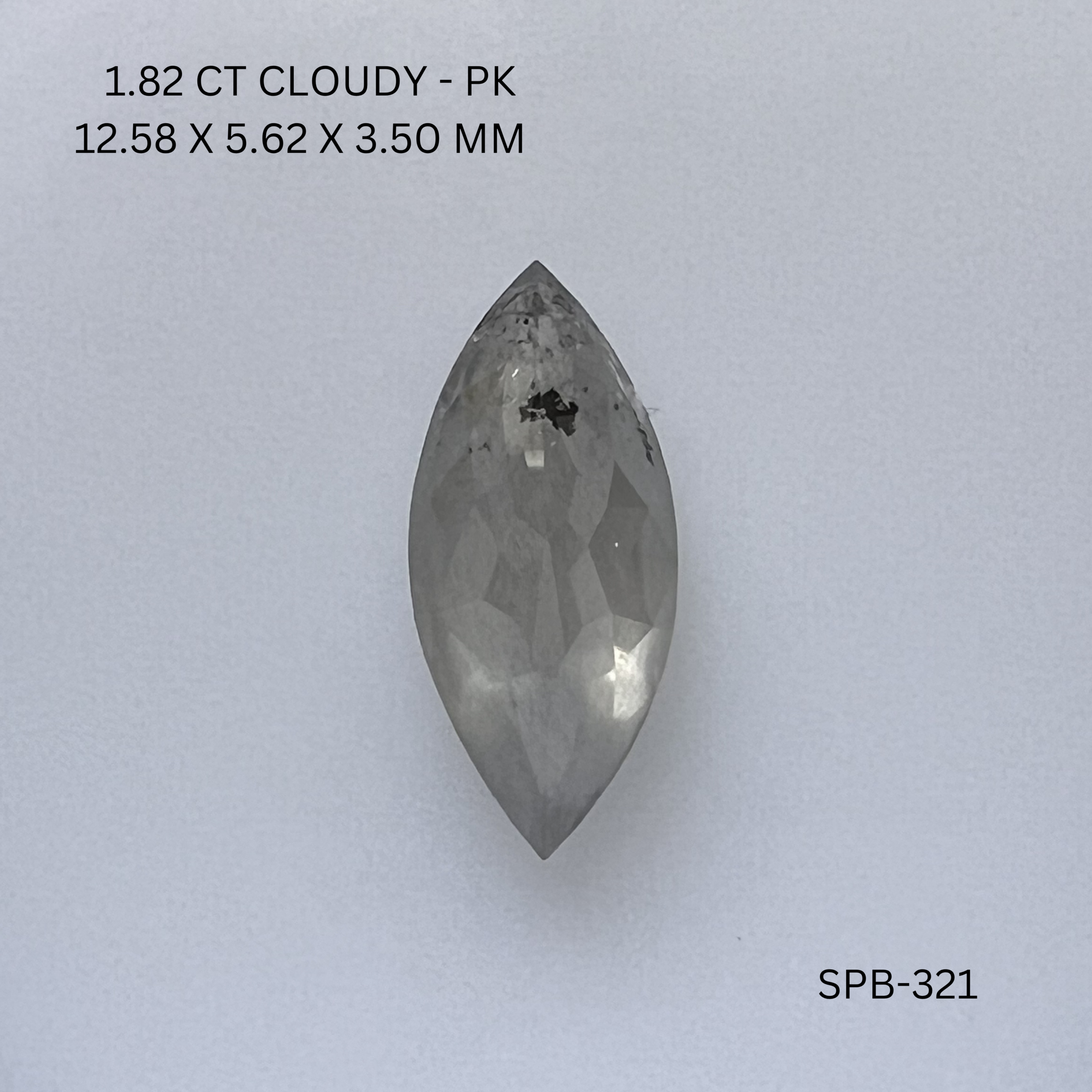1.82CT Cloudy Marquise Natural Salt and Pepper Diamond 12.58*5.62*3.5MM