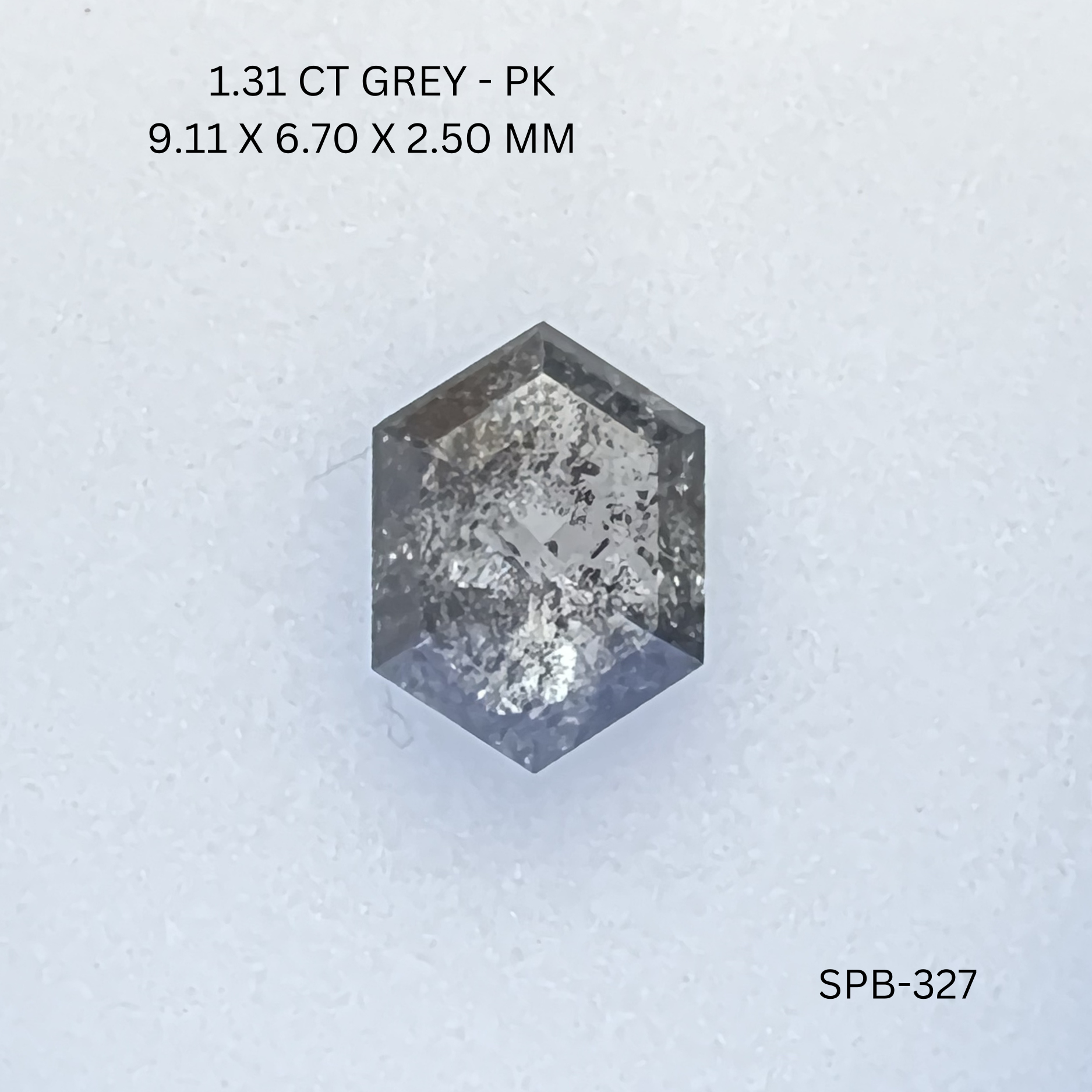 1.31CT Grey Hexagonal Natural Salt and Pepper Diamond 9.11*6.7*2.5MM