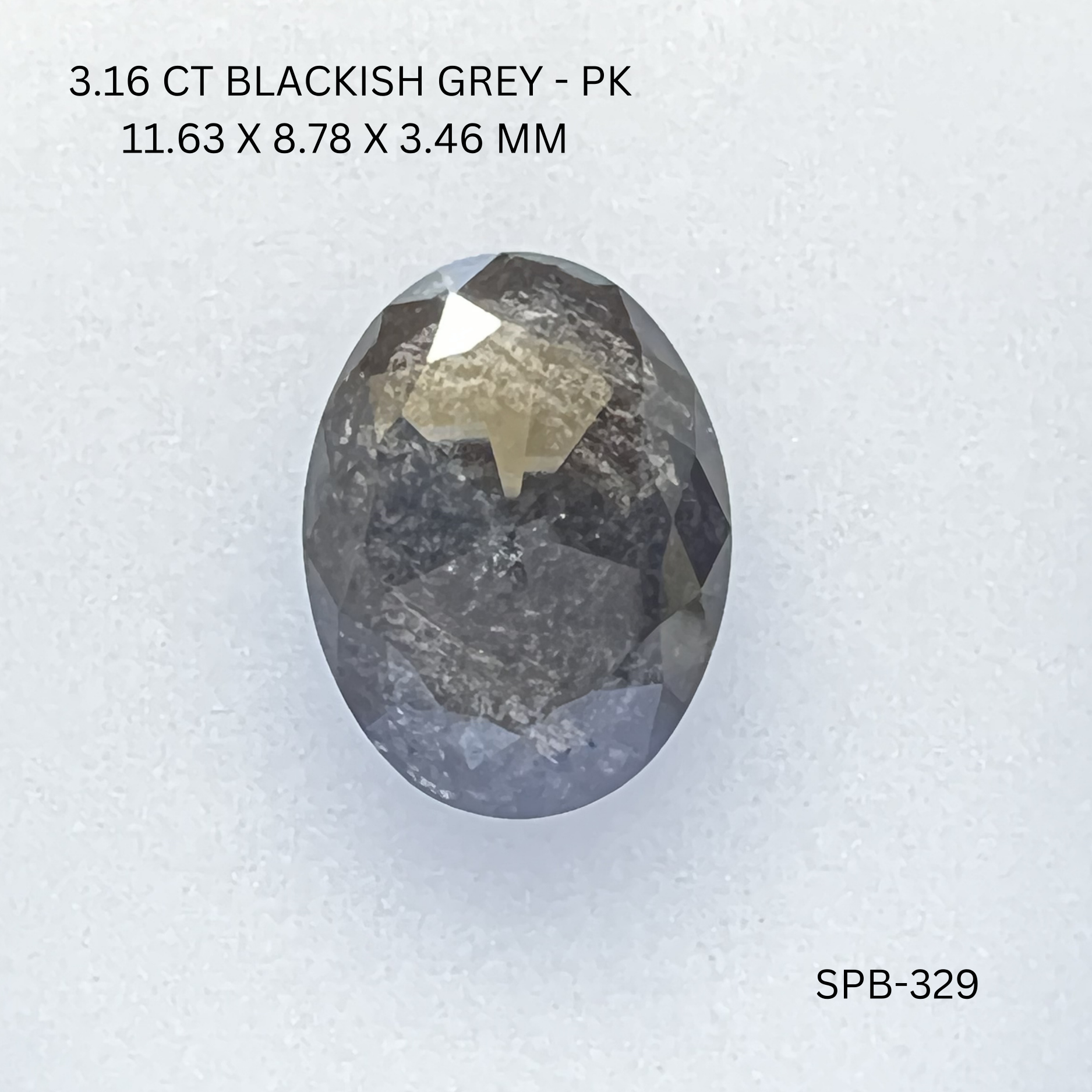 3.16CT Blackish Grey Oval Natural Salt and Pepper Diamond 11.63*8.78*3.46MM