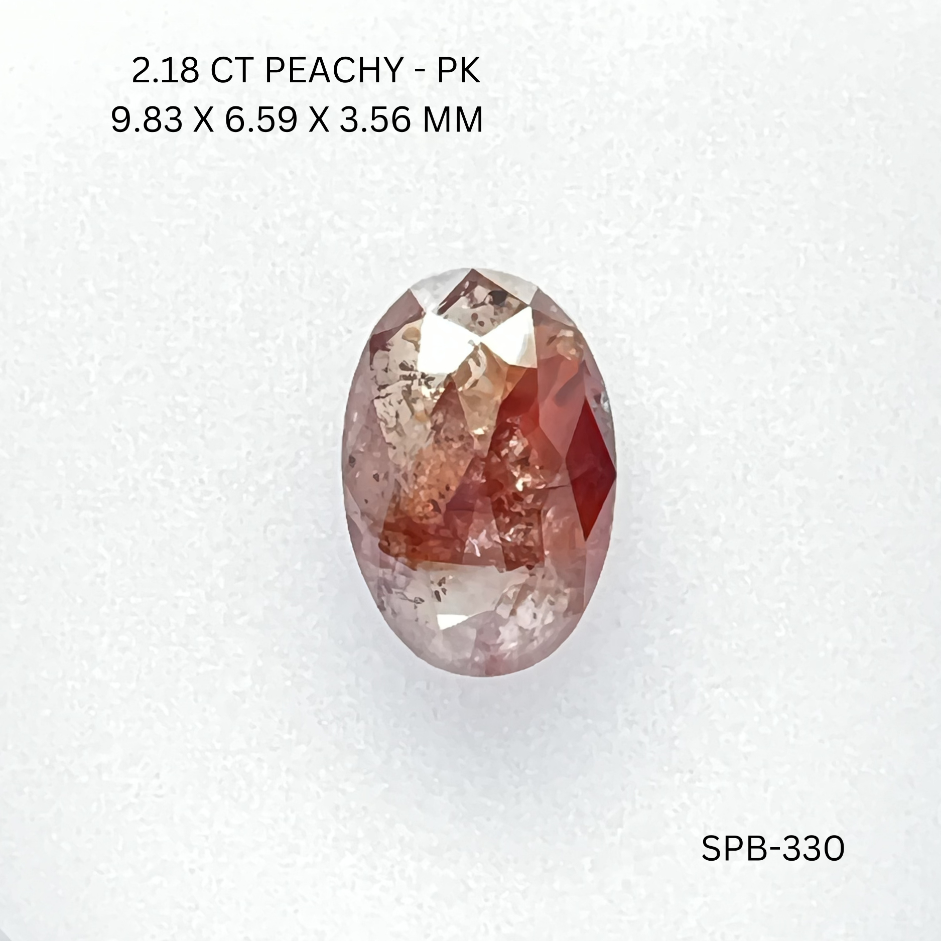 2.18CT Peachy Oval Natural Salt and Pepper Diamond 9.83*6.59*3.56MM