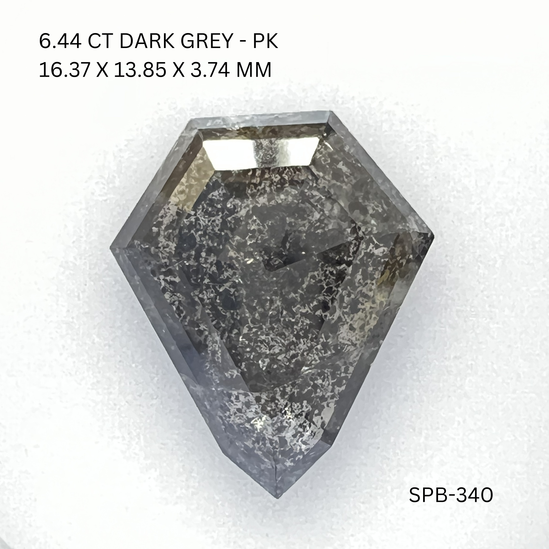 6.44CT Dark Grey Shield Natural Salt and Pepper Diamond 16.37*13.85*3.74MM