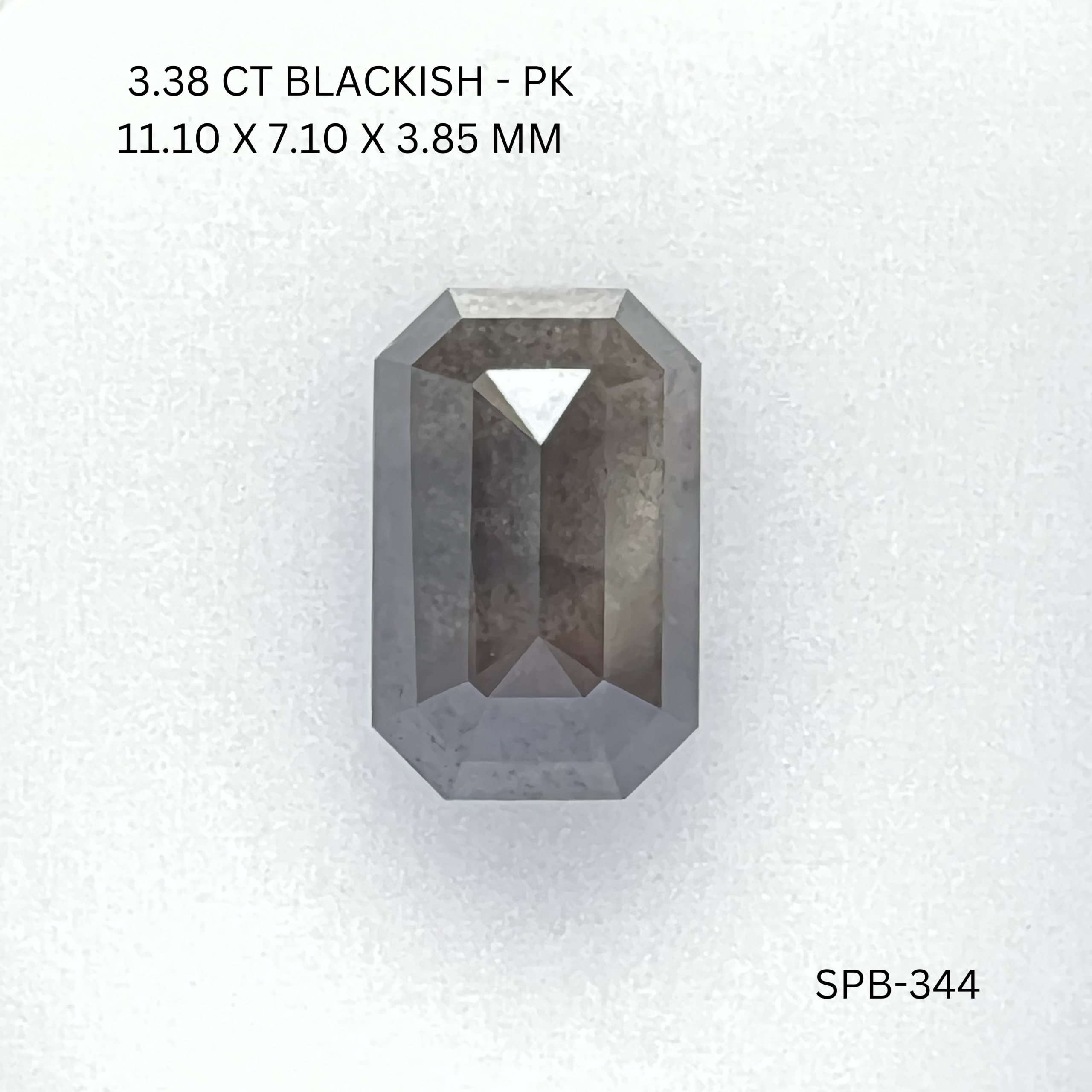 3.38CT Blackish Emerald Natural Salt and Pepper Diamond 11.1*7.1*3.85MM