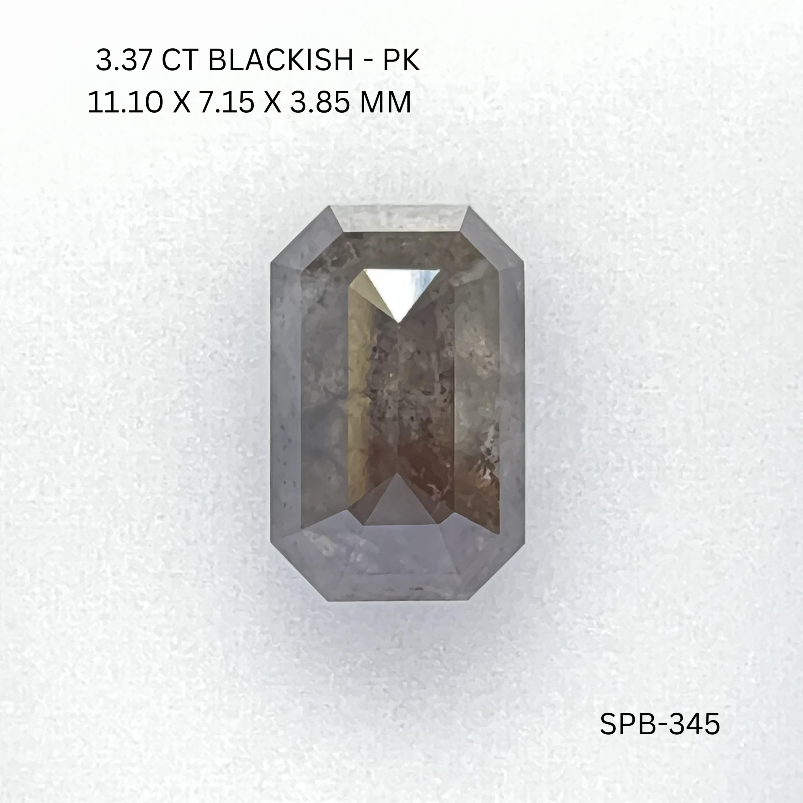 3.37CT Blackish Emerald Natural Salt and Pepper Diamond 11.1*7.15*3.85MM