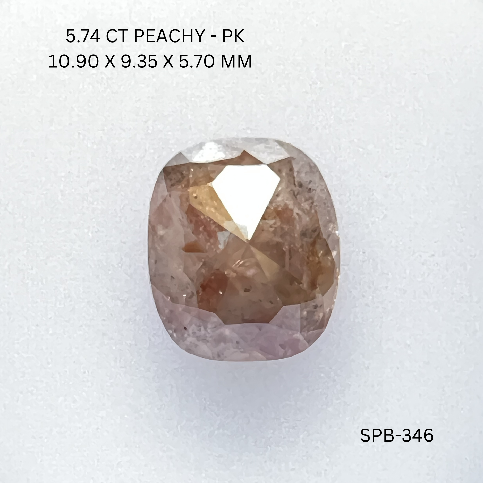 5.74CT Peachy Cushion Natural Salt and Pepper Diamond 10.9*9.35*5.7MM