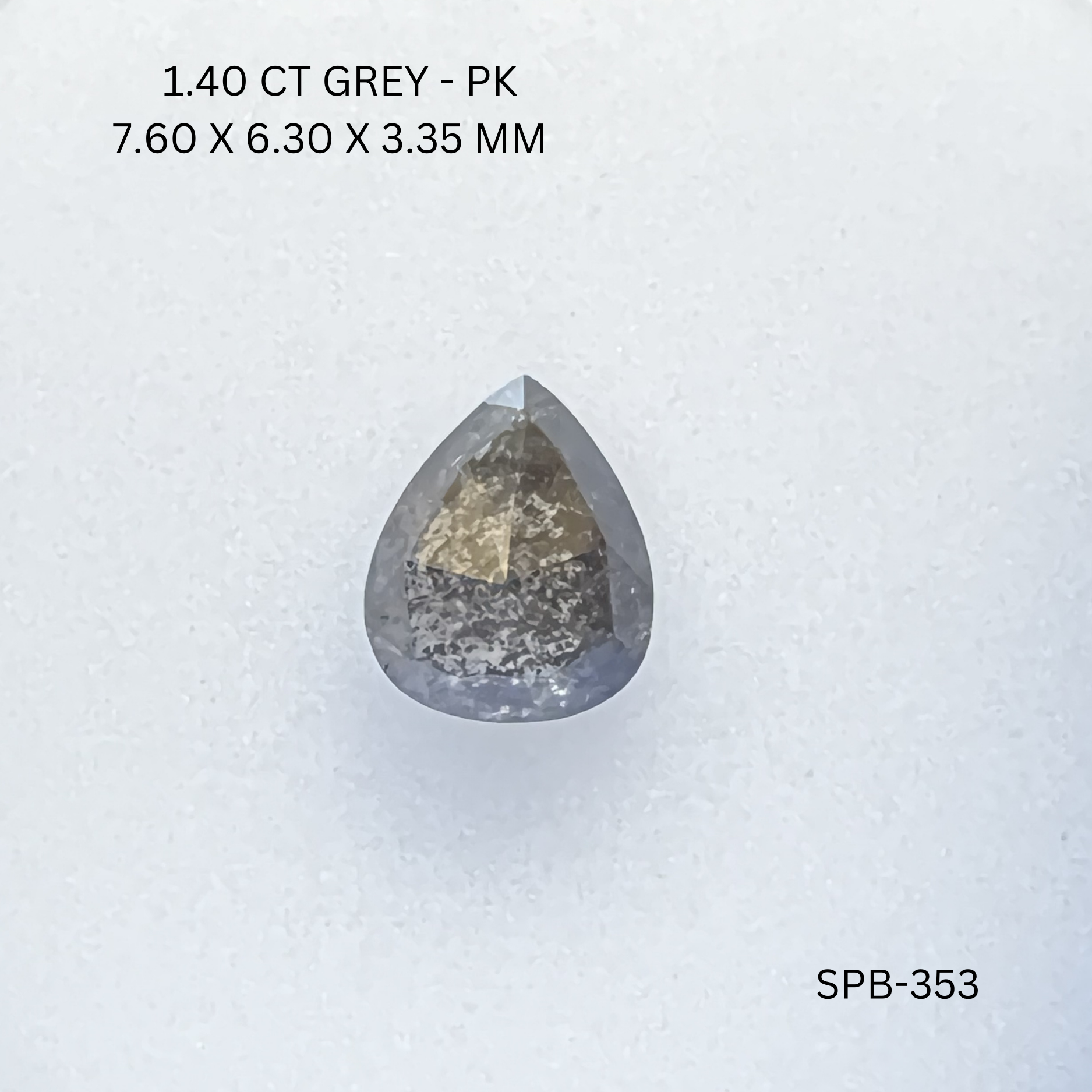 1.40CT Grey Pear Natural Salt and Pepper Diamond 7.6*6.3*3.35MM