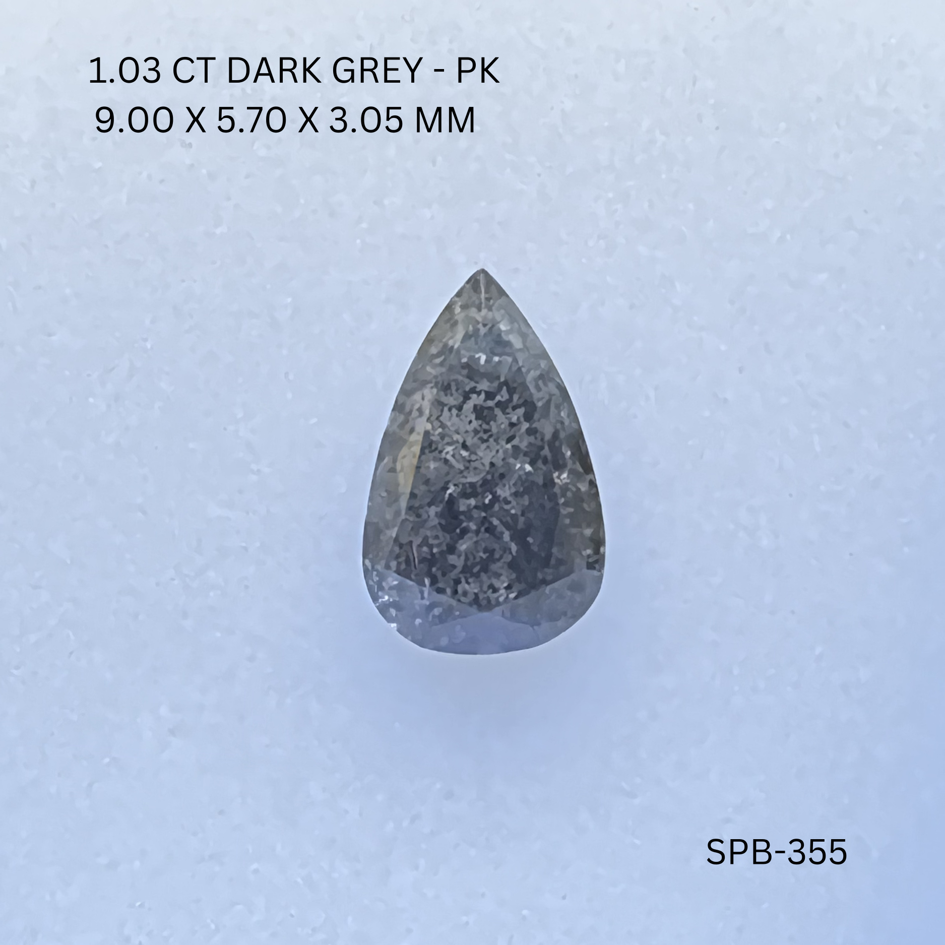 1.03CT Dark Grey Pear Natural Salt and Pepper Diamond 9*5.7*3.05MM