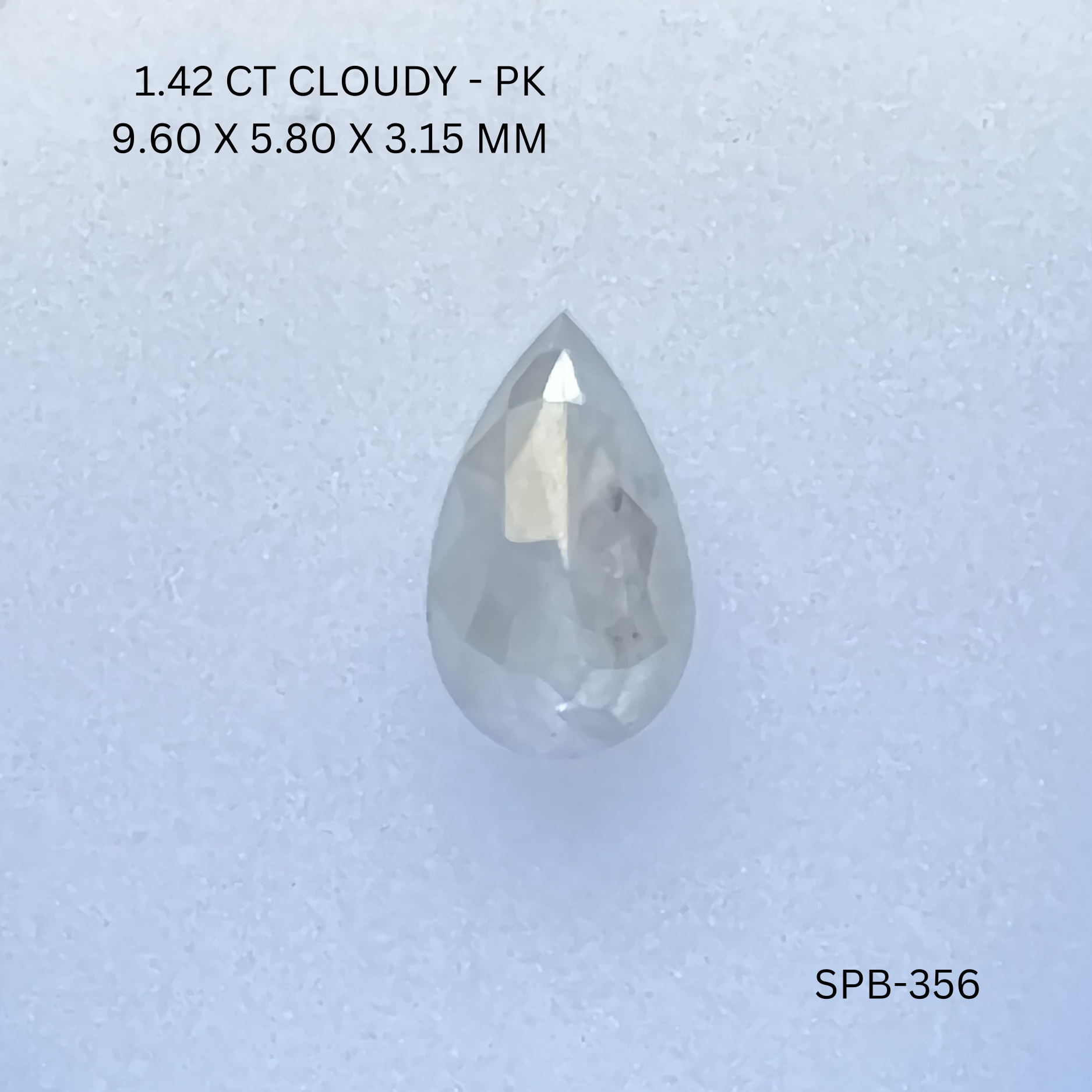 1.42CT Cloudy Pear Natural Salt and Pepper Diamond 9.6*5.8*3.15MM