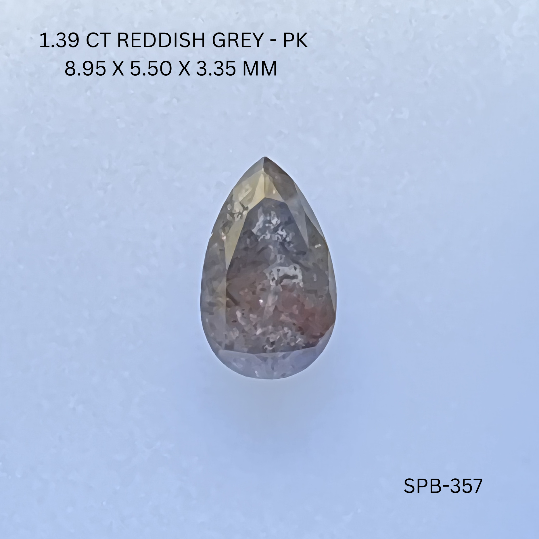 1.39CT Reddish Grey Pear Natural Salt and Pepper Diamond 8.95*5.5*3.35MM