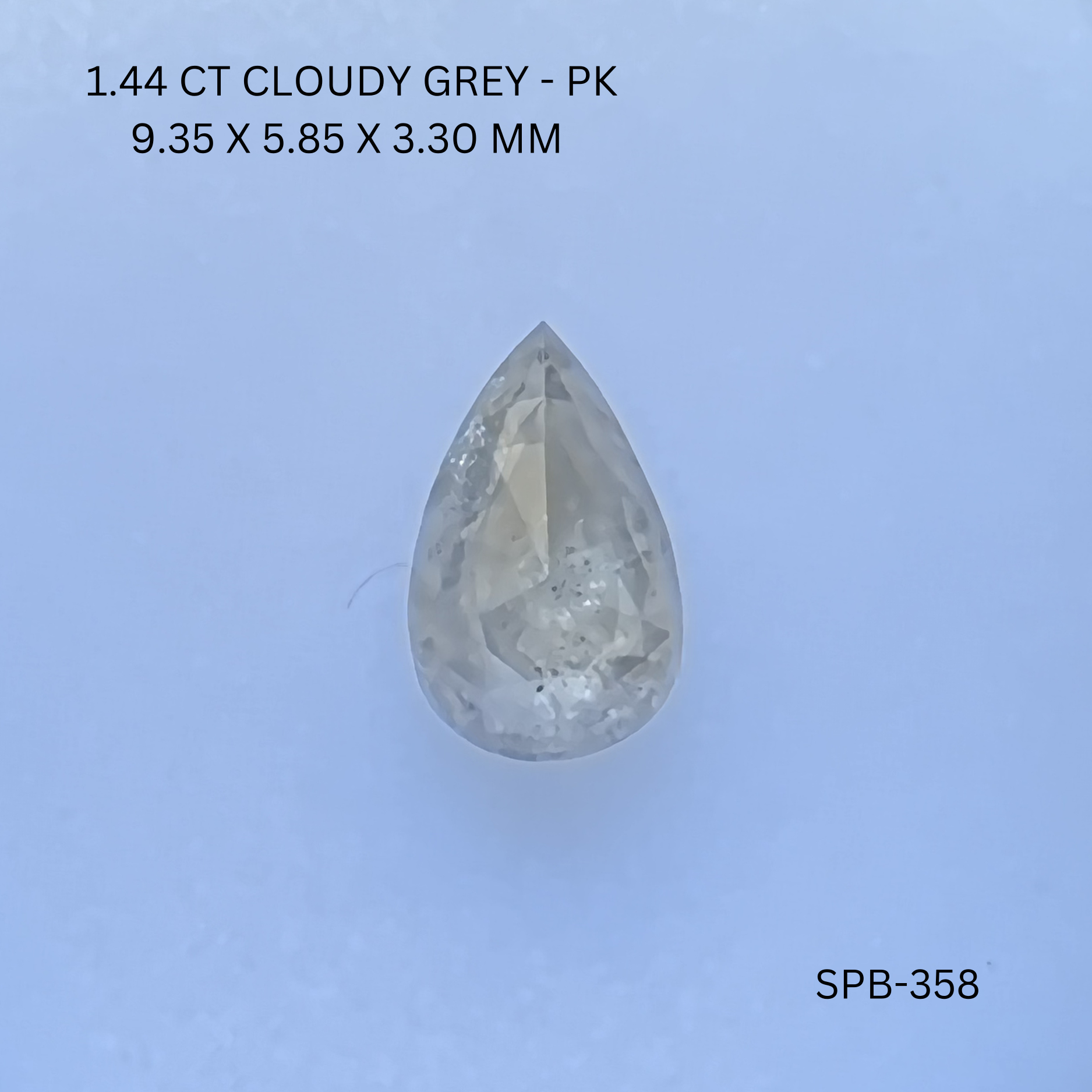 1.44CT Cloudy Grey Pear Natural Salt & Pepper Diamond 9.35*5.85*3.3MM