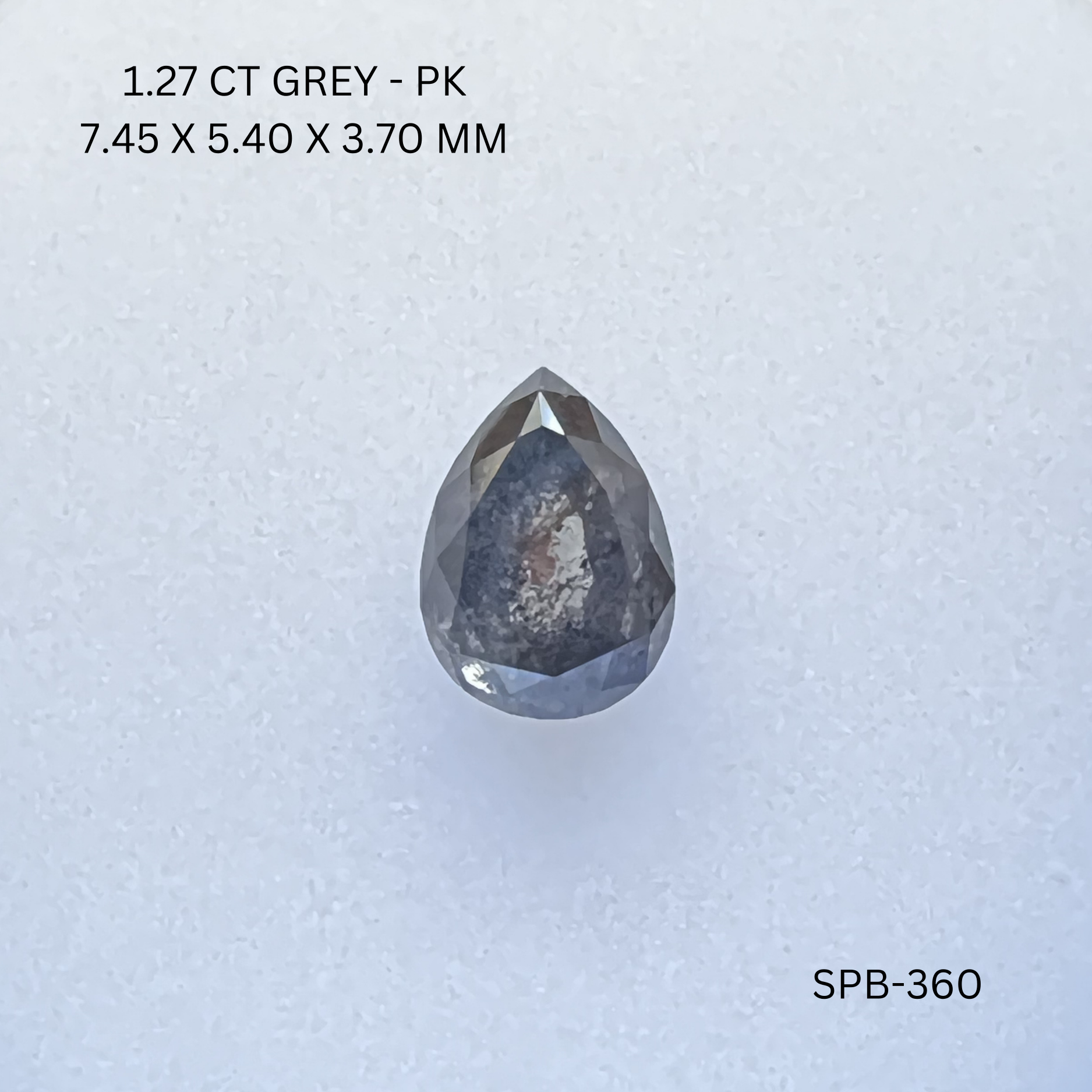 1.27CT Grey Pear Natural Salt and Pepper Diamond 7.45*5.4*3.7MM
