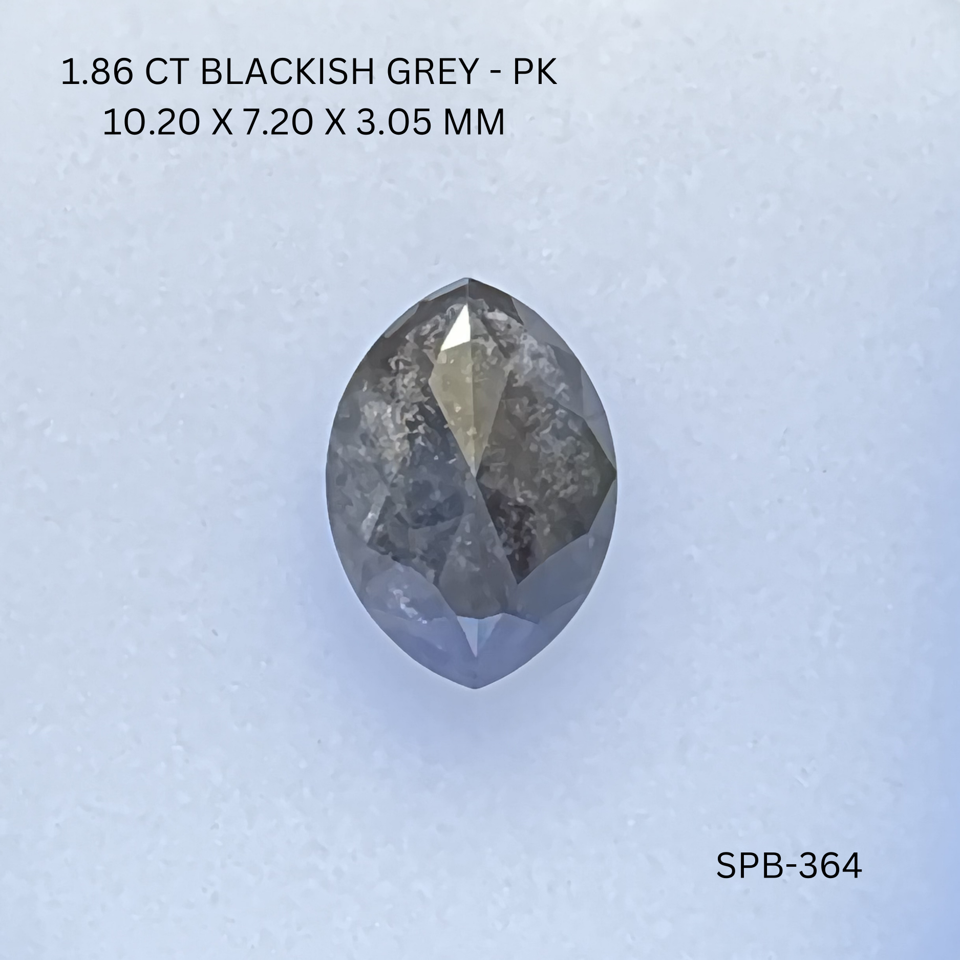 1.86CT  Blackish Grey Marquise Natural Salt and Pepper Diamond 10.2*7.2*3.05MM