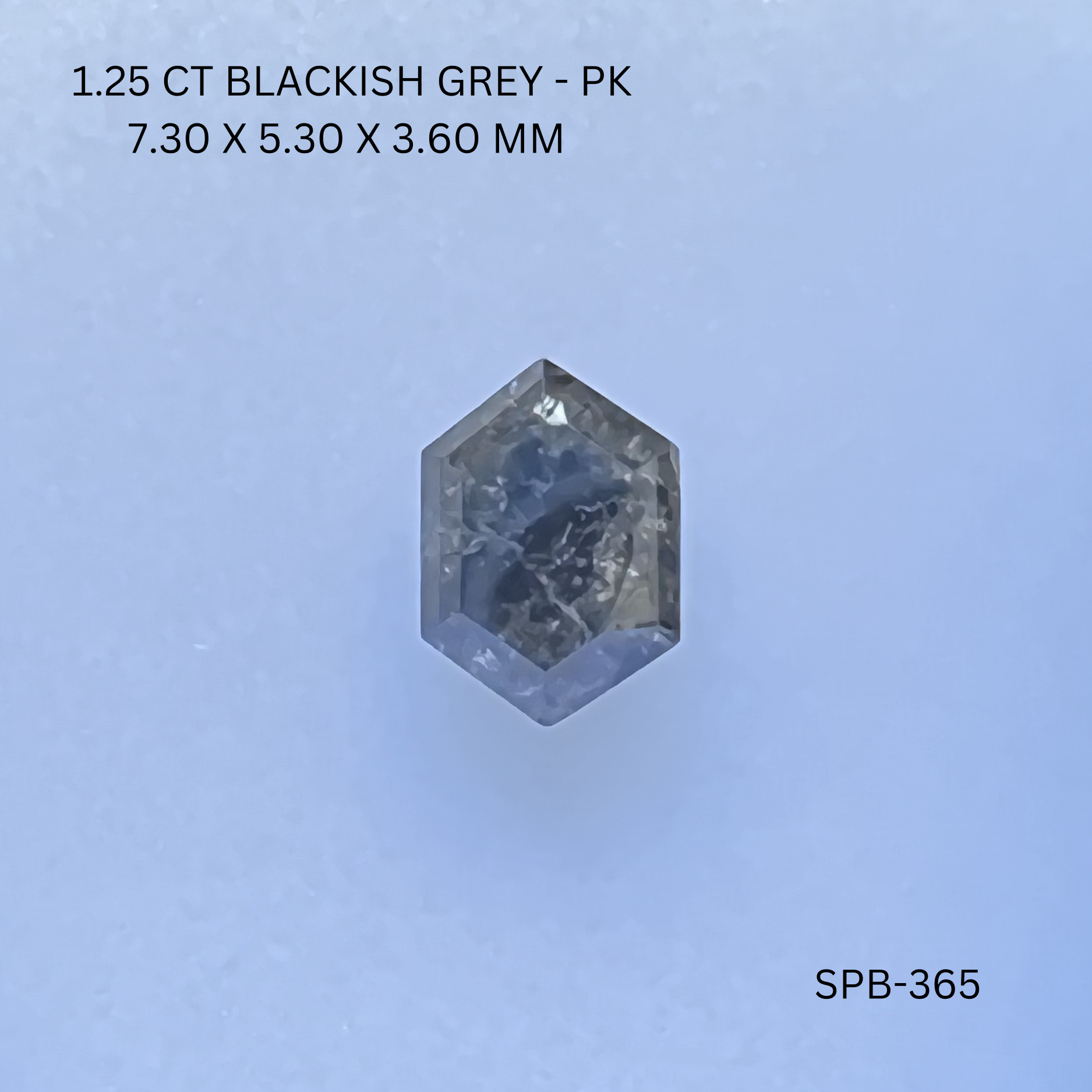 1.25CT Blackish Grey Hexagonal Natural Salt and Pepper Diamond 7.3*5.3*3.6MM