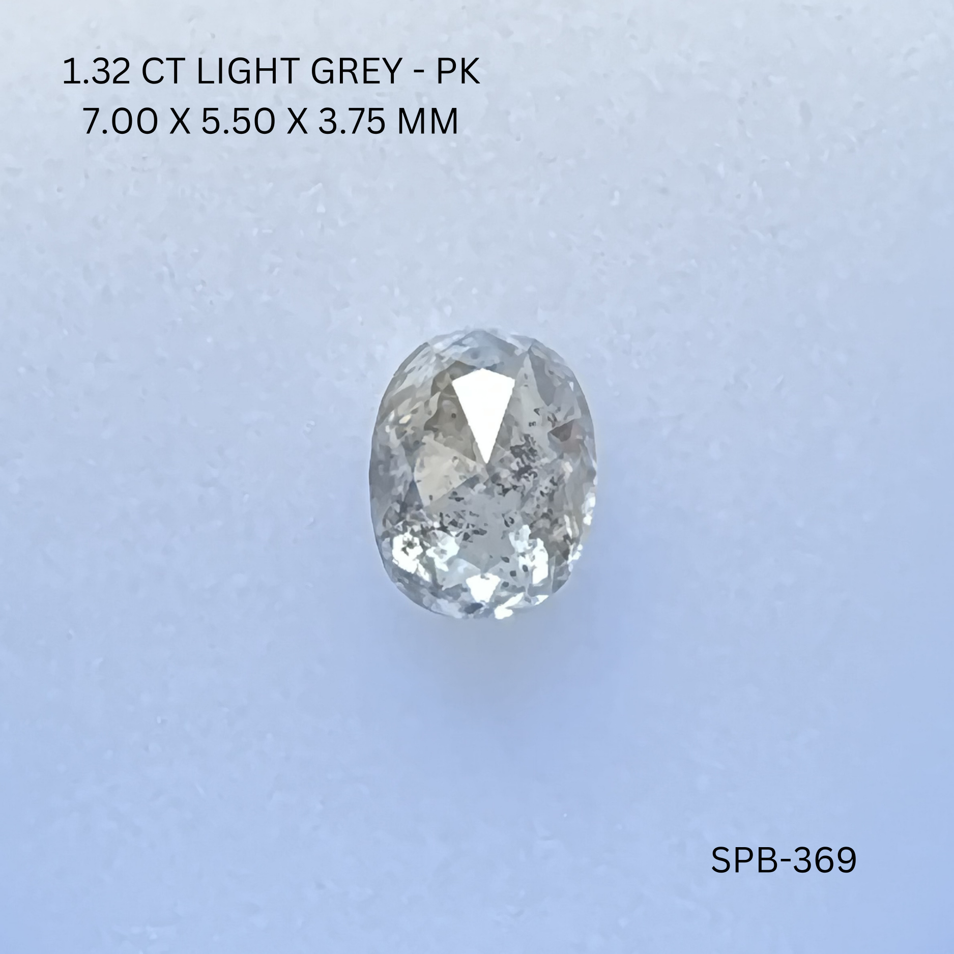 1.32CT Light Grey Oval Natural Salt and Pepper Diamond 7*5.5*3.75MM