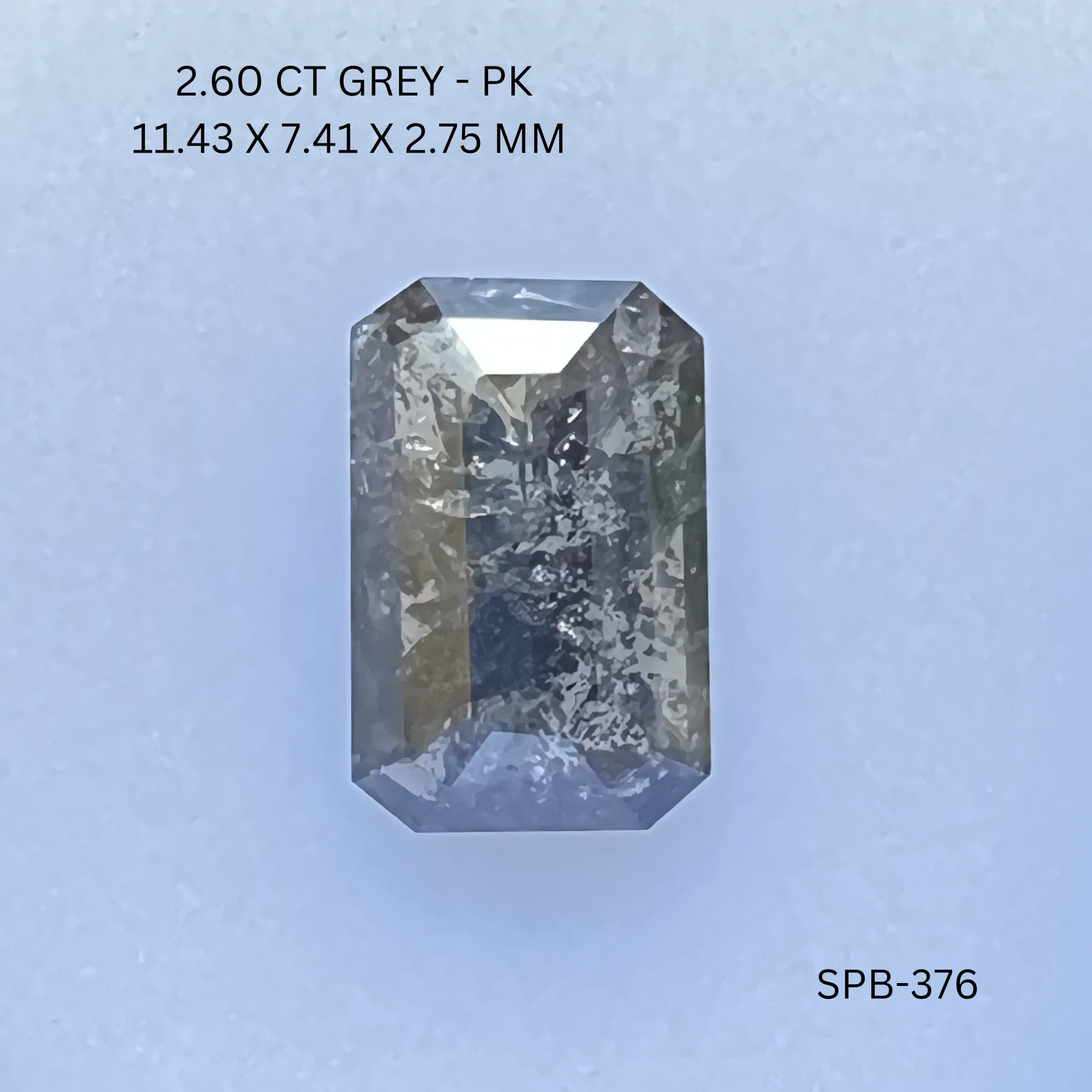 2.60CT Grey Emerald Natural Salt and Pepper Diamond 11.43*7.41*2.75MM