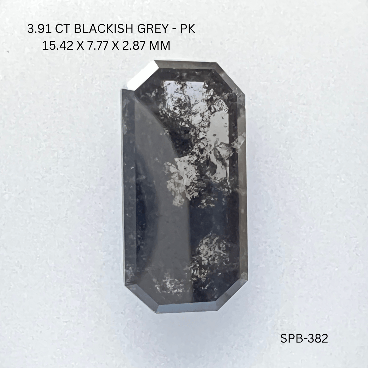 3.91 CT BLACKISH GREY PK EMERALD diamond Salt & Pepper