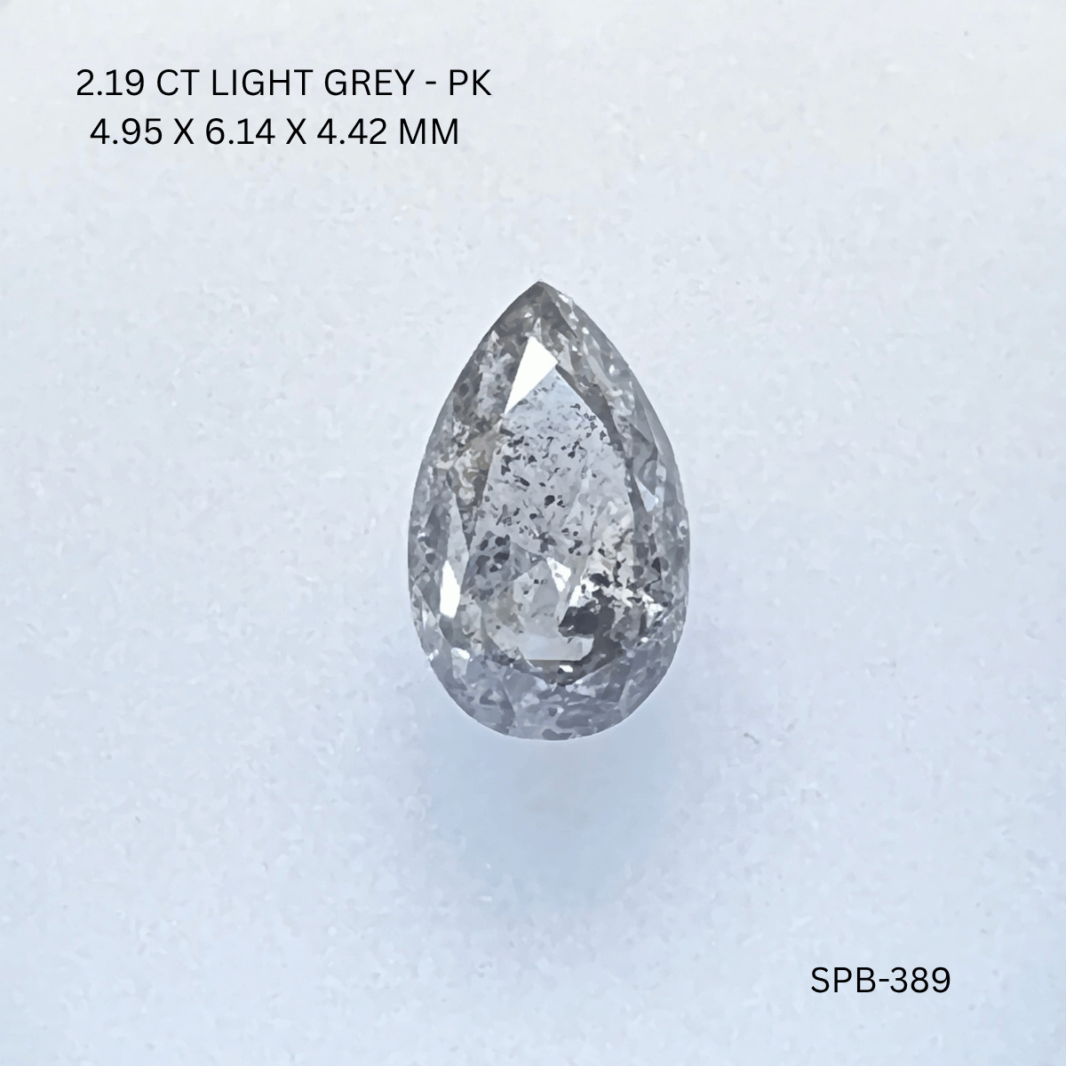 2.19 CT LIGHT GREY PK PEAR diamond Salt & Pepper