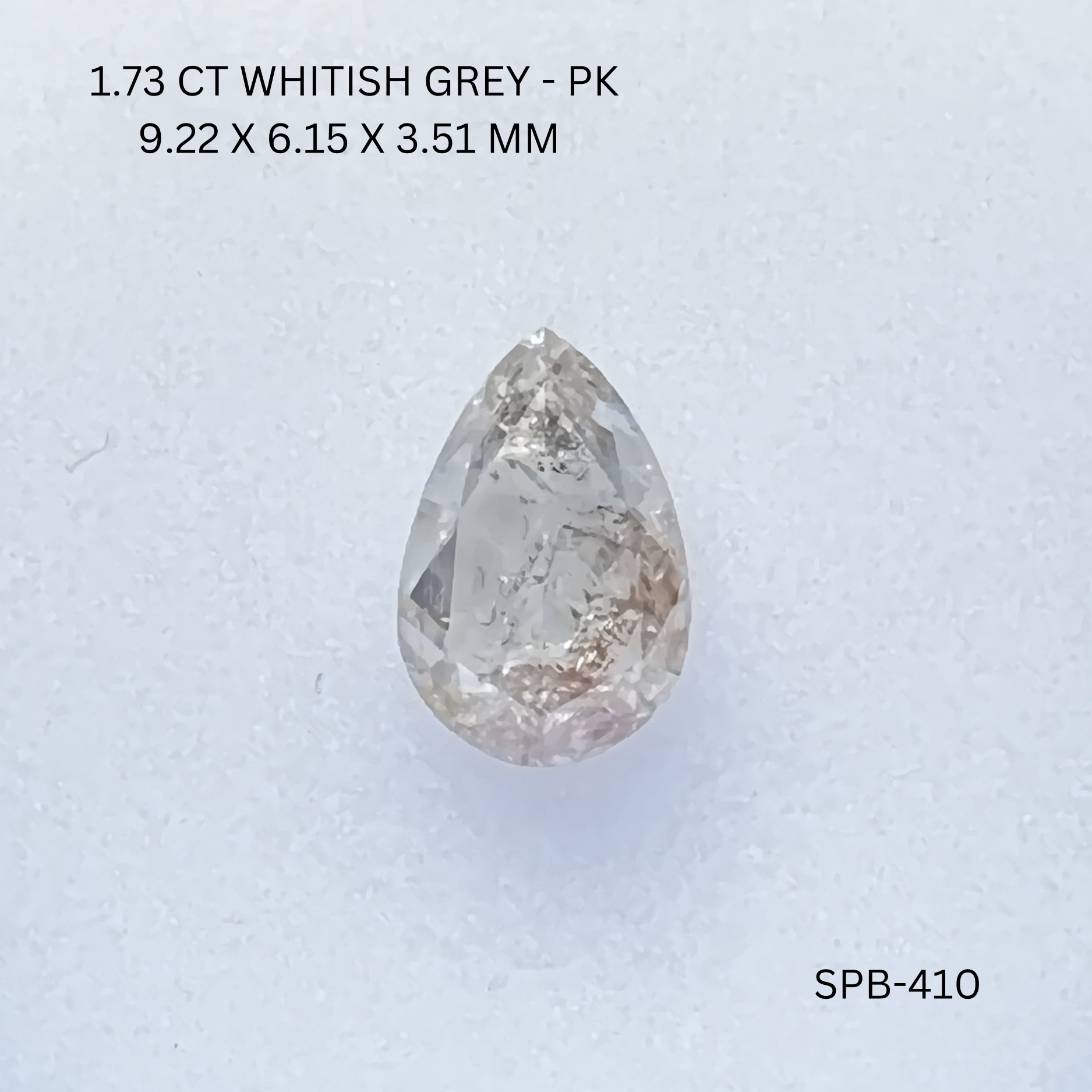 1.73 CT WHITISH GREY PK PEAR diamond Salt & Pepper