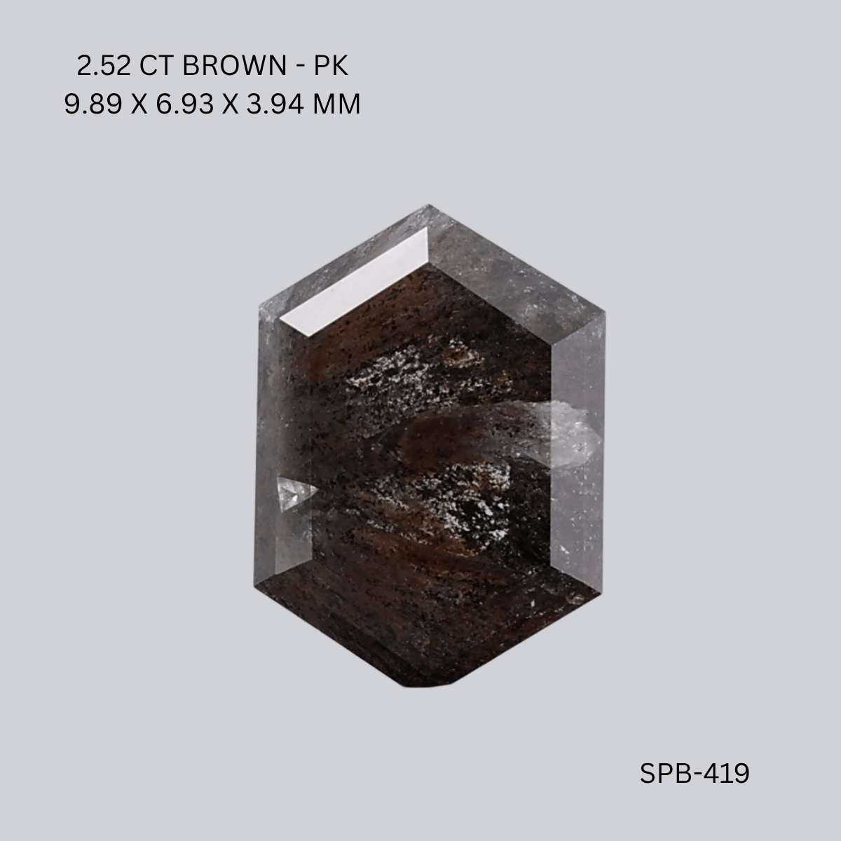 2.52 CT BROWNISH PK HEXAGONAL diamond Salt & Pepper
