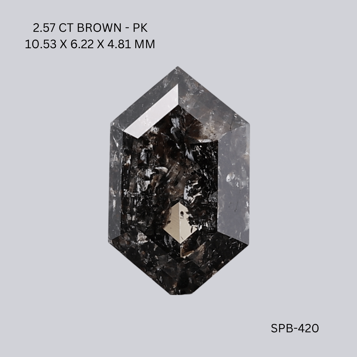 2.57 CT BROWNISH PK HEXAGONAL diamond Salt & Pepper