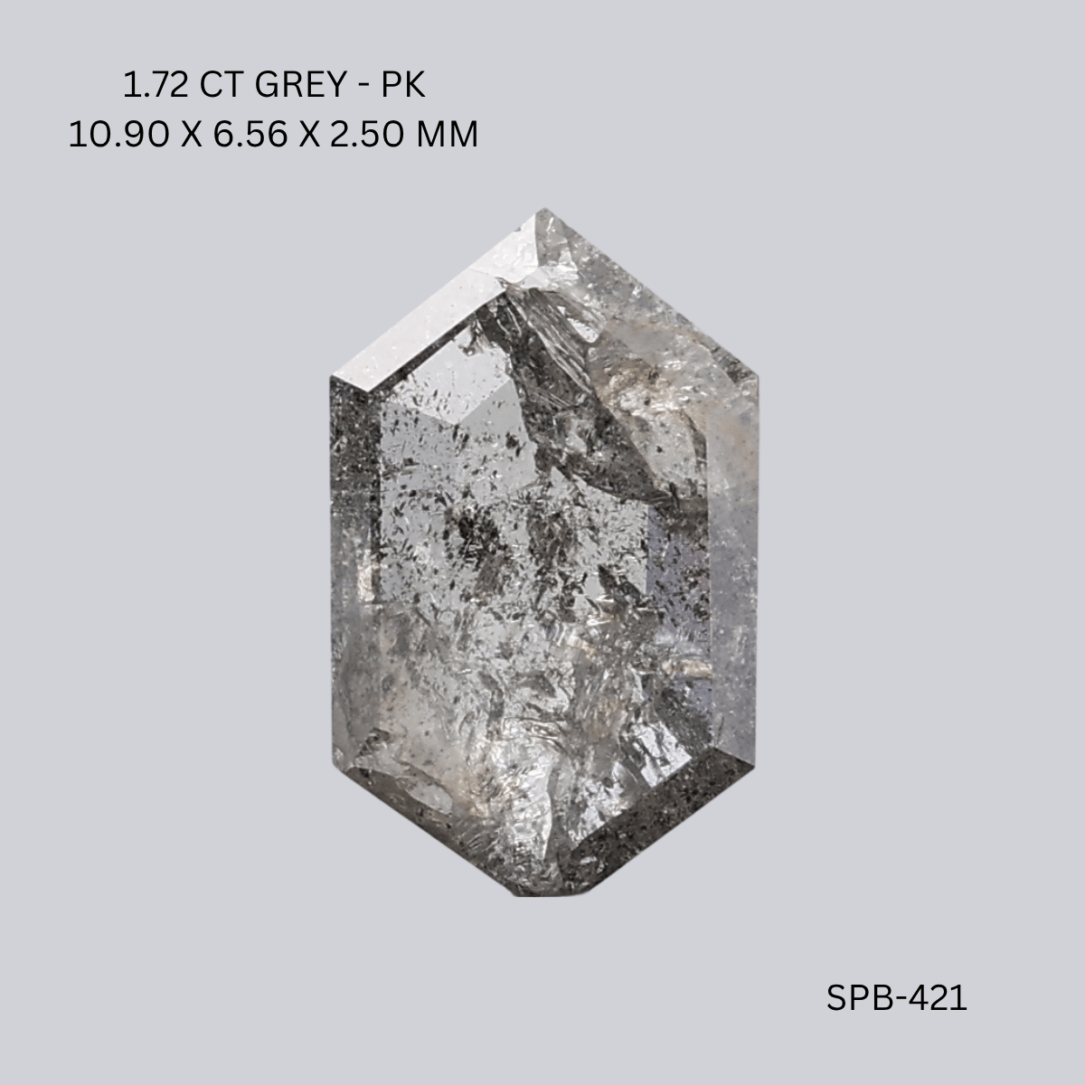 1.72 CT GREY PK HEXAGONAL diamond Salt & Pepper