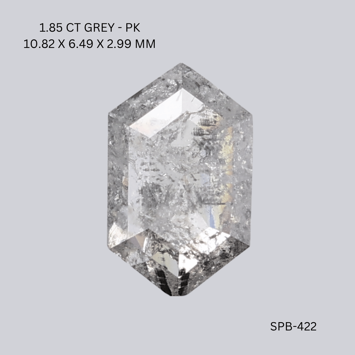 1.85 CT GREY PK HEXAGONAL diamond Salt & Pepper