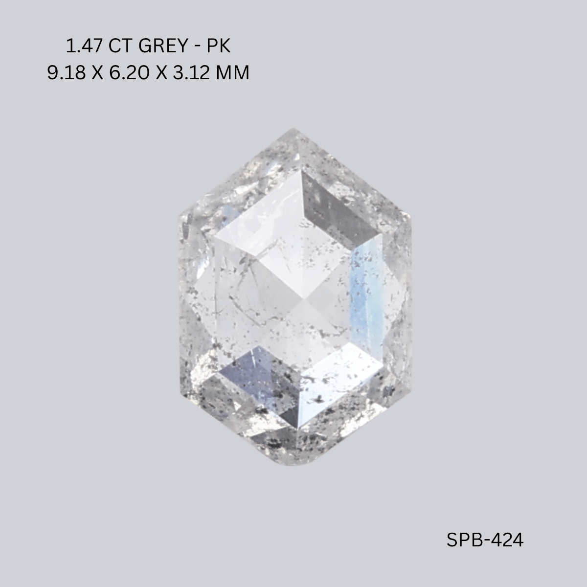 1.47 CT GREY PK HEXAGONAL diamond Salt & Pepper