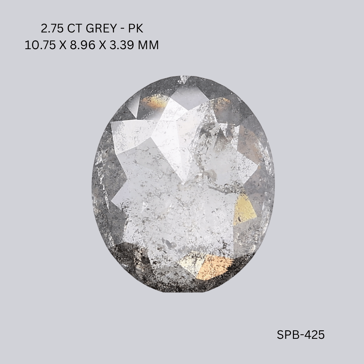 2.75 CT GREY PK OVAL diamond Salt & Pepper