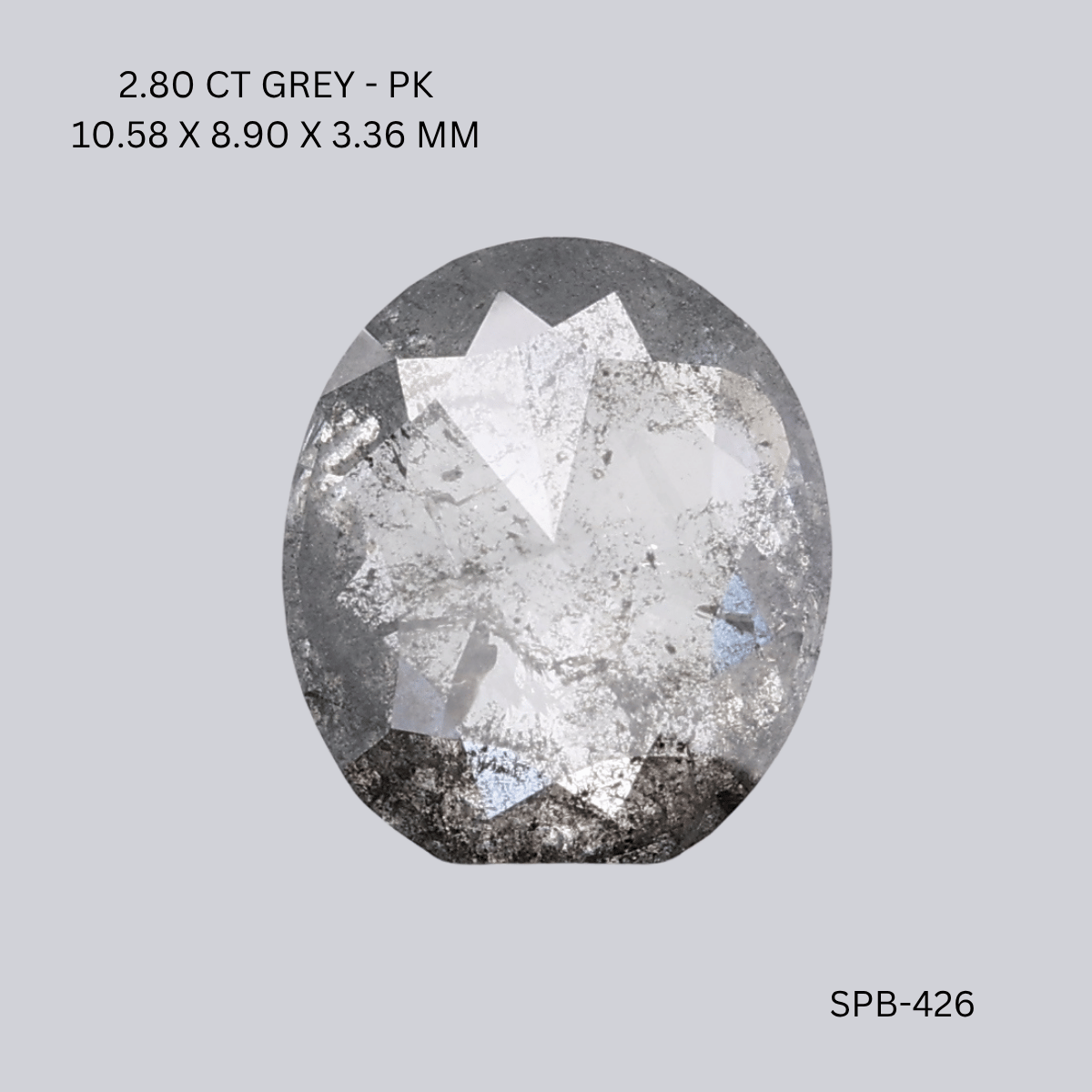 2.80 CT GREY PK OVAL diamond Salt & Pepper