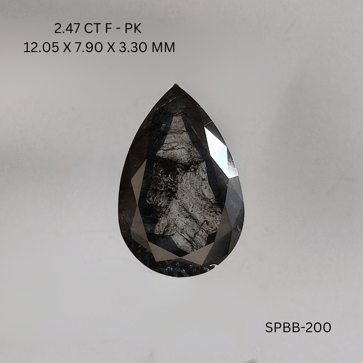 2.47 CT F PK PEAR diamond Salt & Pepper