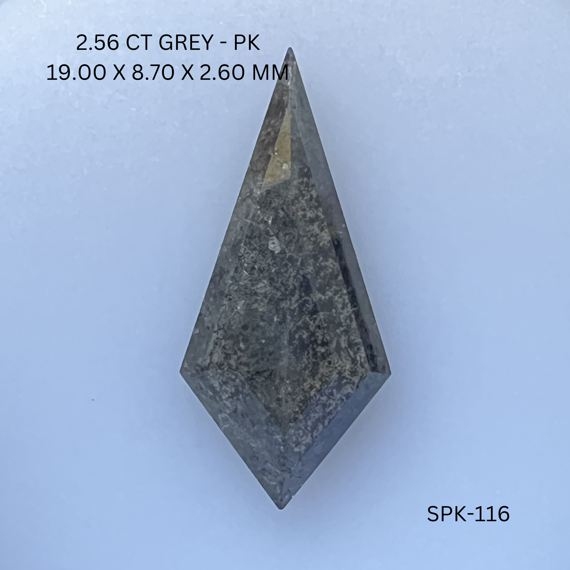 2.56CT Grey Kite Natural Salt and Pepper Diamond 19*8.7*2.6MM