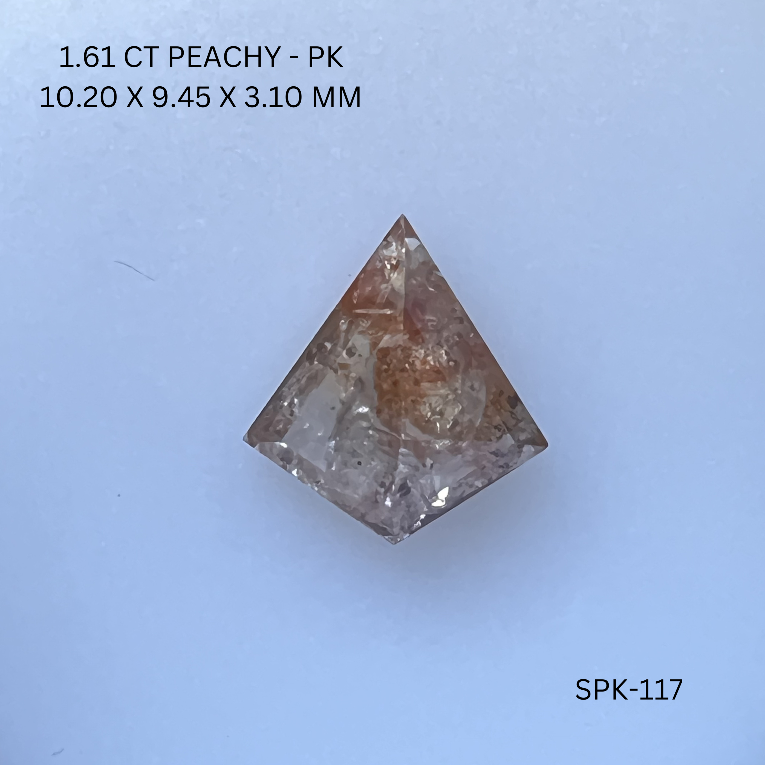 1.61CT Peachy Kite Natural Salt and Pepper Diamond 10.2*9.45*3.1MM