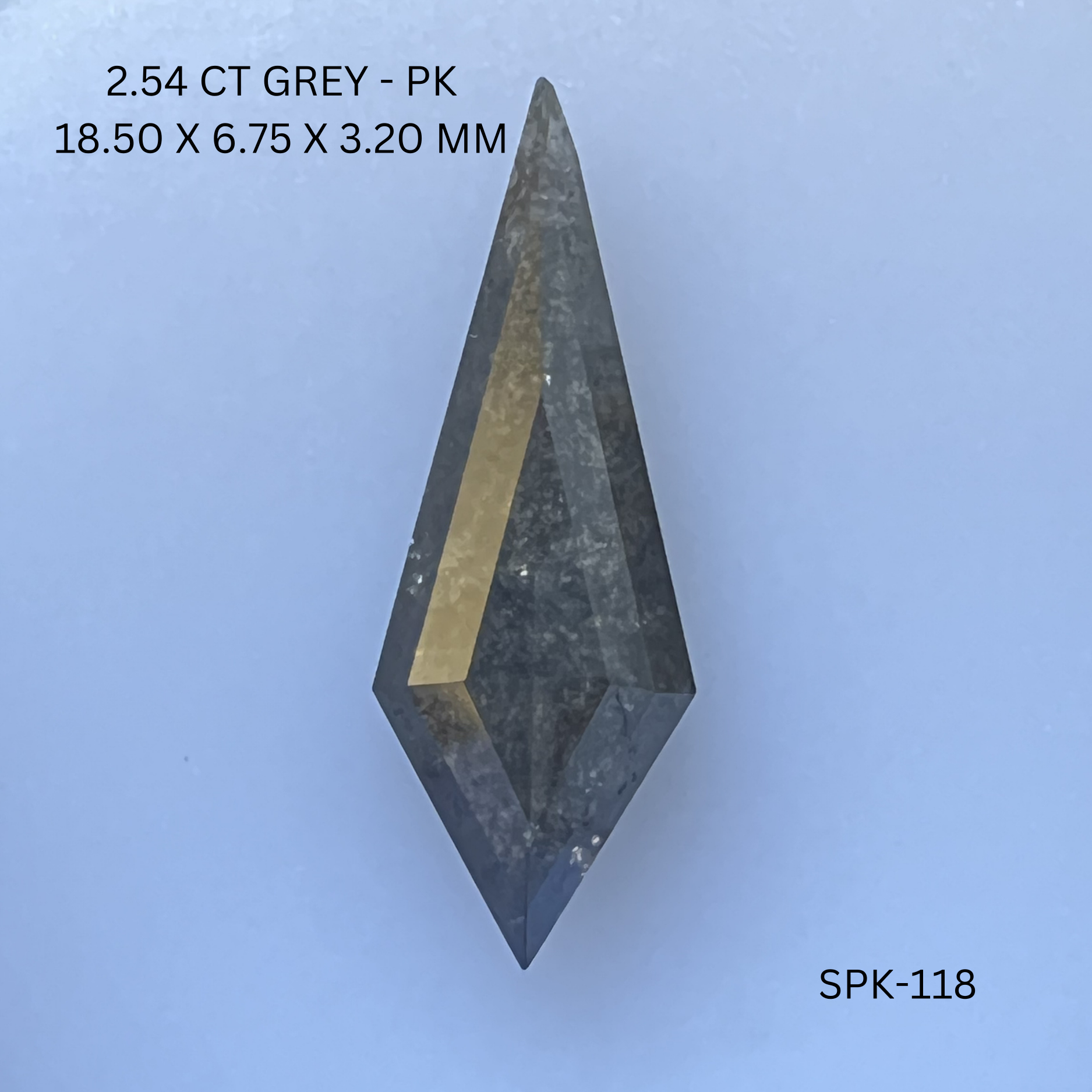 2.54CT Grey Kite Natural Salt and Pepper Diamond 18.5*6.75*3.2MM
