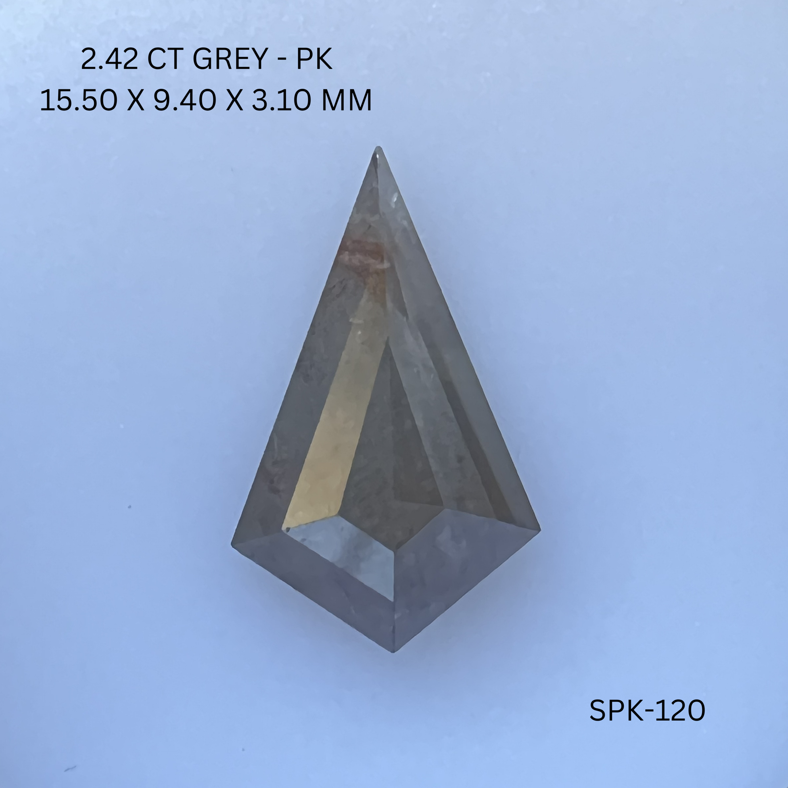 2.42CT Grey Kite Natural Salt and Pepper Diamond 15.5*9.4*3.1MM