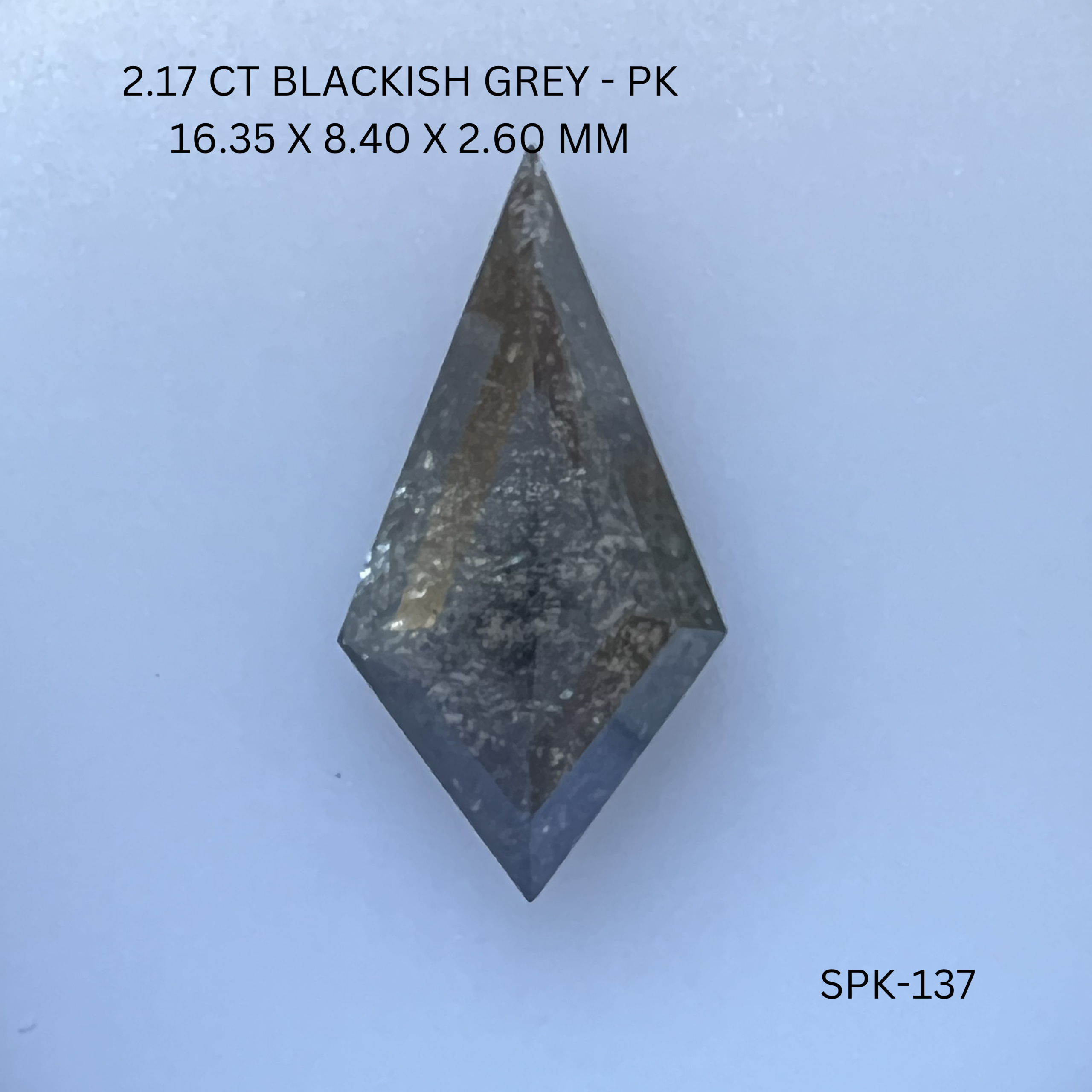 2.17CT Blackish Grey Kite Natural Salt and Pepper Diamond 16.35*8.4*2.6MM