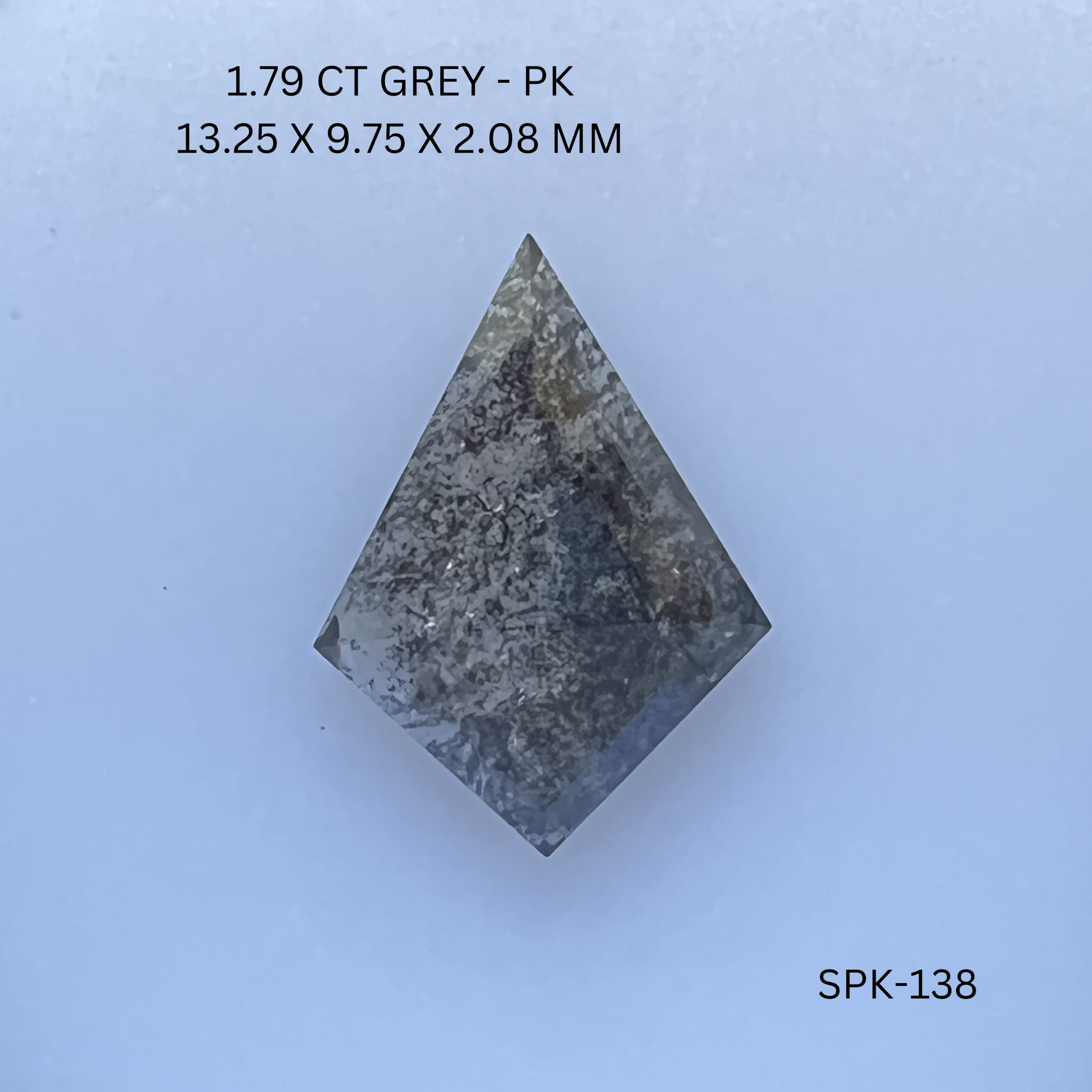 1.79CT Grey Kite Natural Salt & Pepper Diamond 13.25*9.75*2.08MM